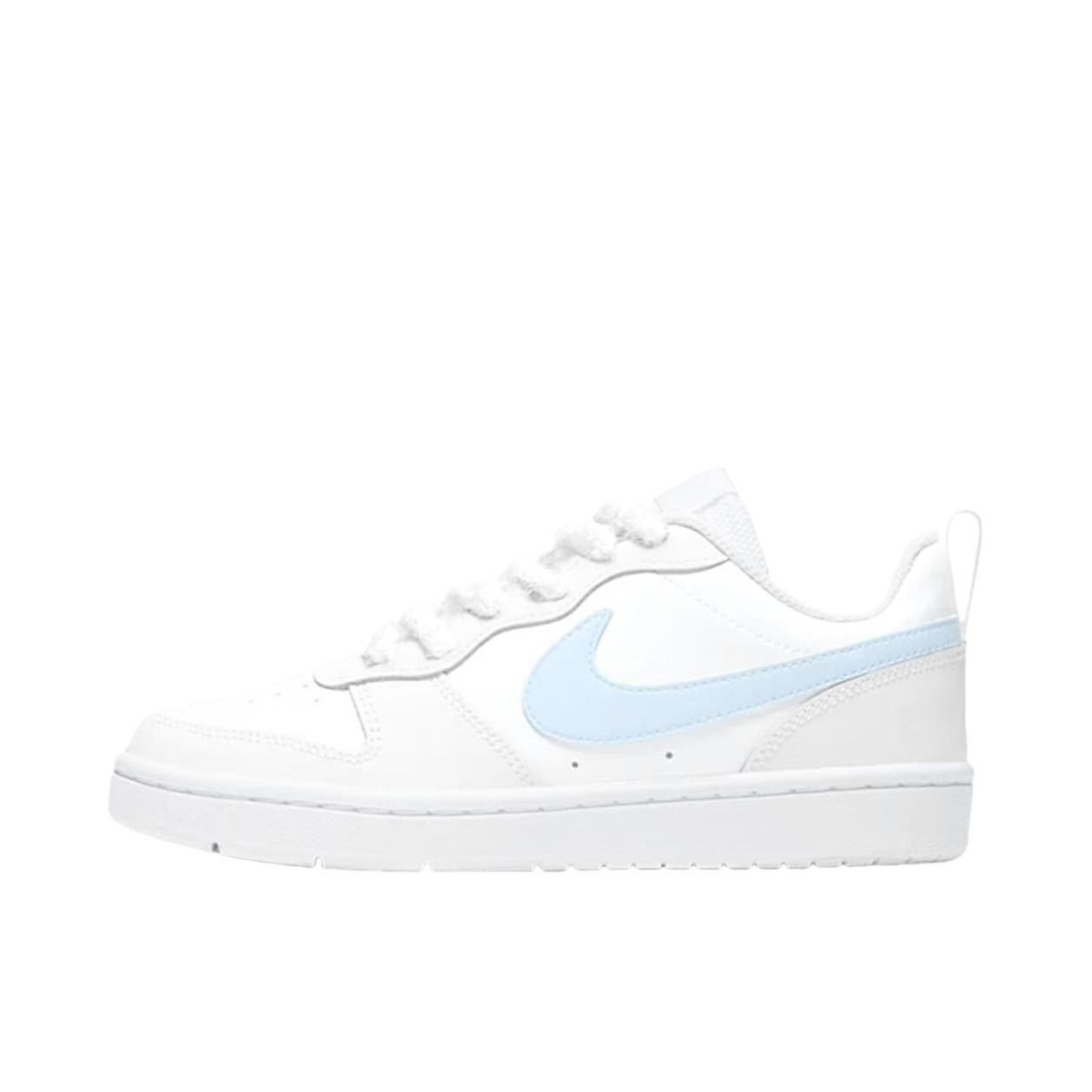 推荐商品：【定制球鞋】 Nike Court Borough 2 板鞋 包裹性增高减龄解构风合成革美式防滑复古轻便 大童/冰蓝玉白 