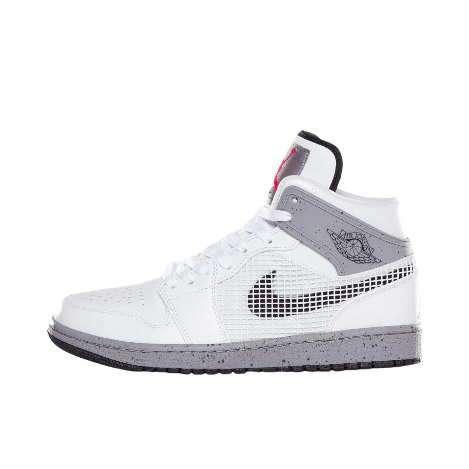 推荐商品：Air Jordan 1 板鞋 运动休闲鞋 复古潮流支撑合成革 浅白色/灰色 