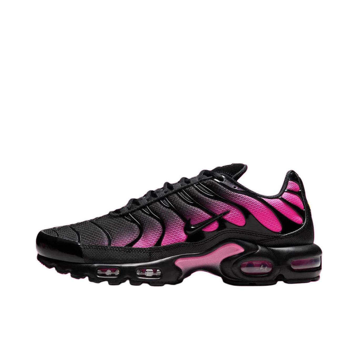 推荐商品：Nike Air Max Plus 跑鞋 休闲舒适轻便网布透气防滑耐磨气垫缓震包裹性贴合圆头 黑色/玫粉色