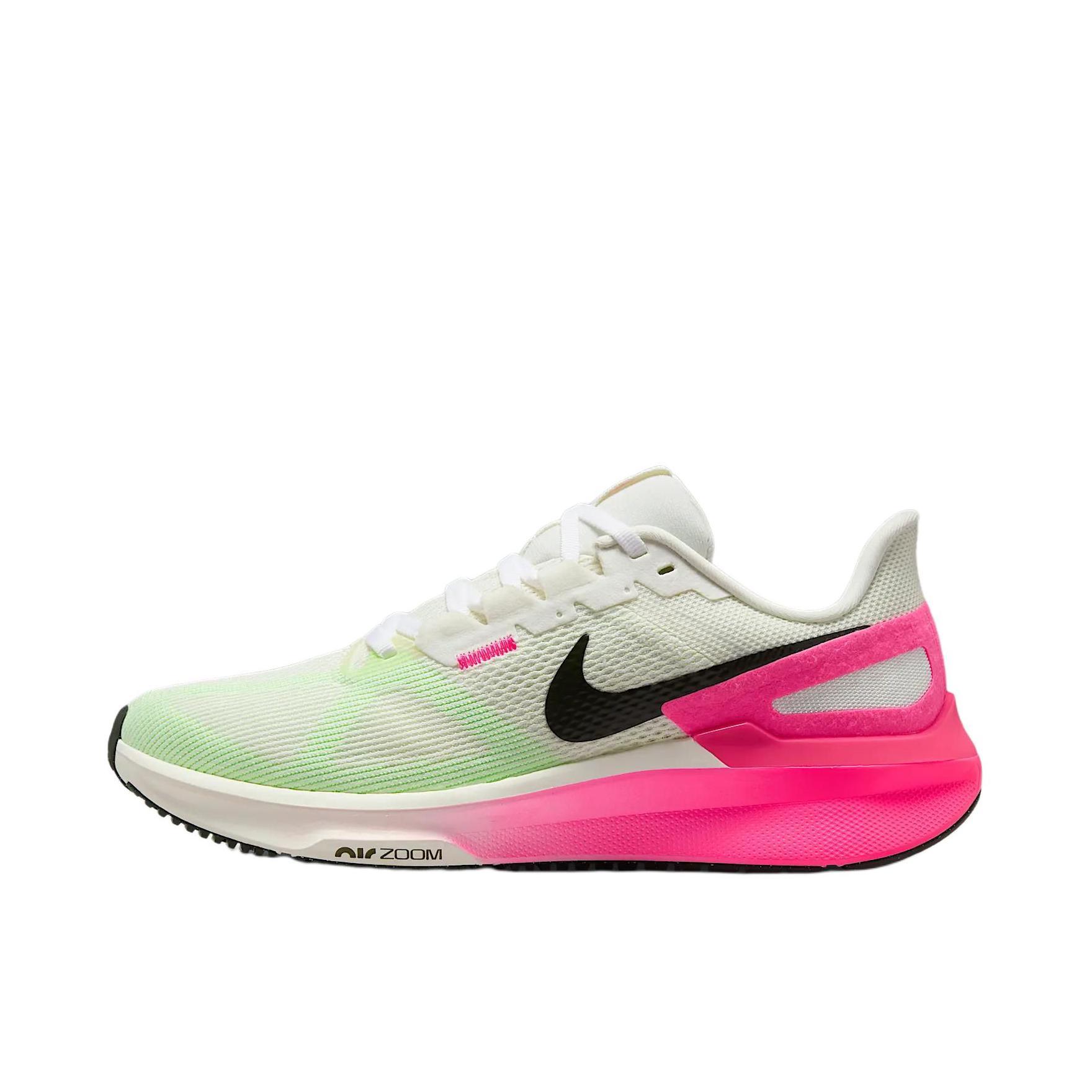 推荐商品：Nike Air Zoom Structure 25 跑鞋 公路减震织物支撑训练轻便 白色/红杉色
