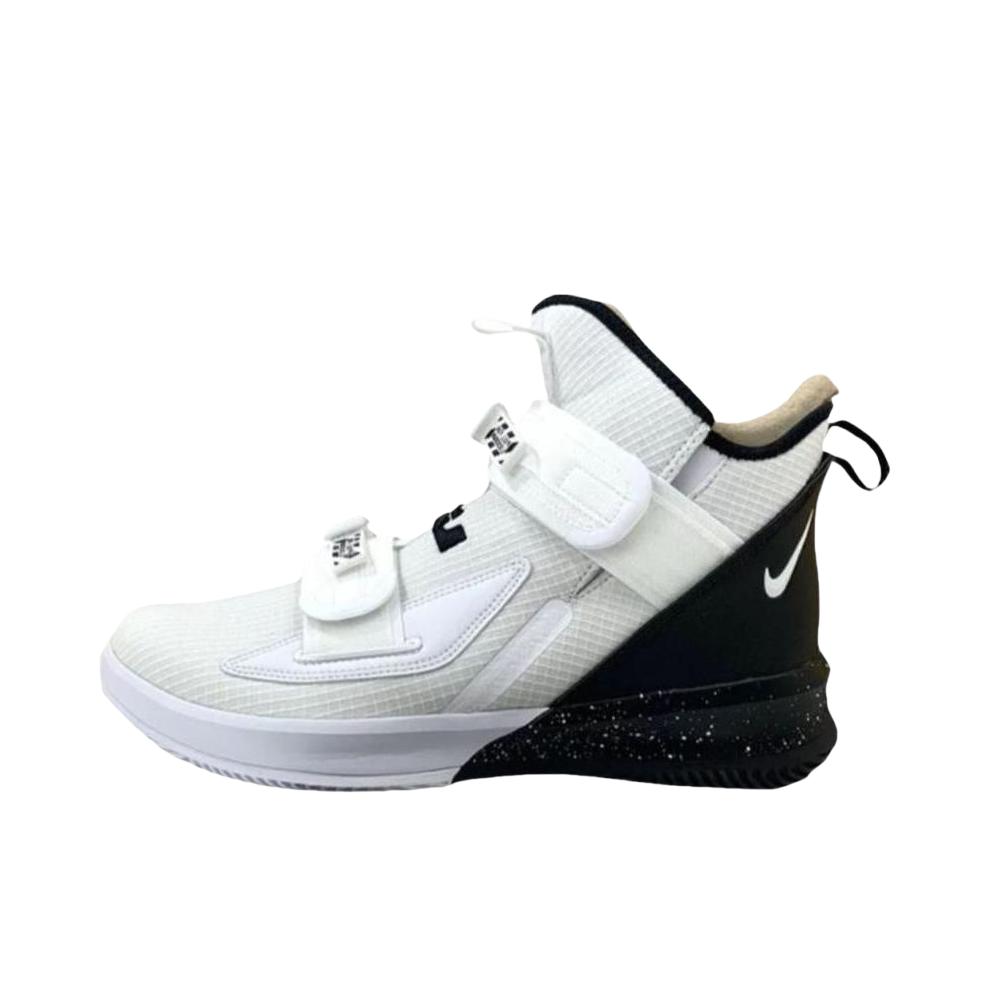 推荐商品：Nike LeBron Soldier 13 士兵13 缓震回弹 耐磨防滑 舒适百搭 包裹性支撑 魔术贴 圆头合成革 织物 实战 篮球鞋 黑色/白色