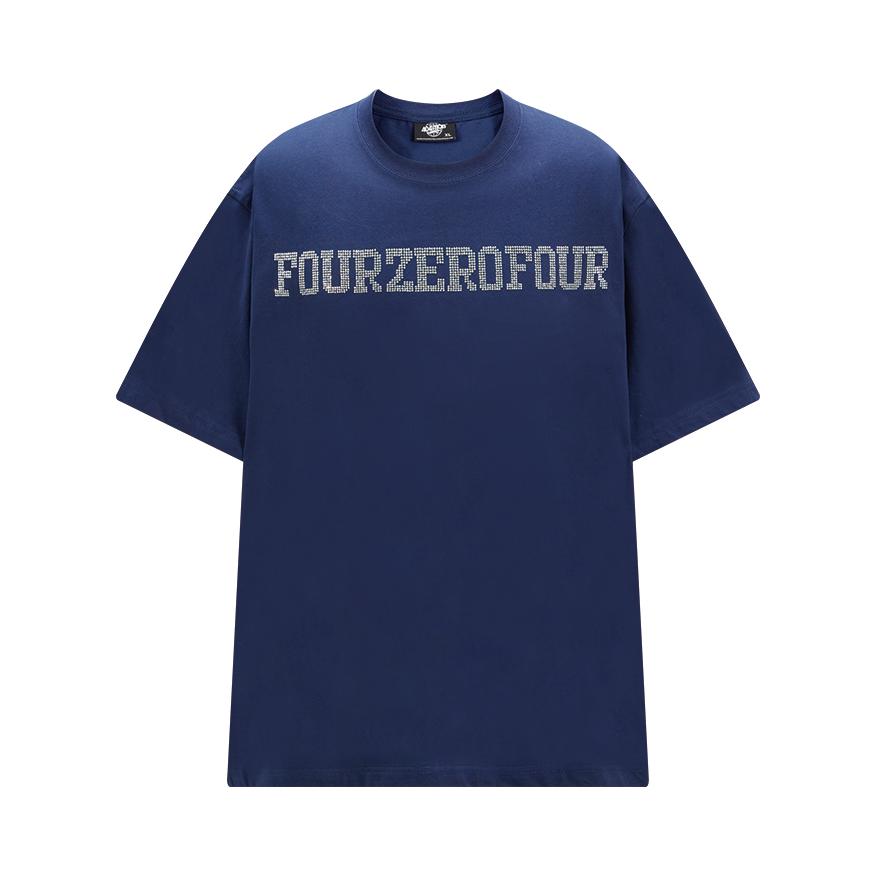 404MOB 超火ins烫钻水钻LOGO落肩情侣短袖T恤 男女同款 BB00588RH