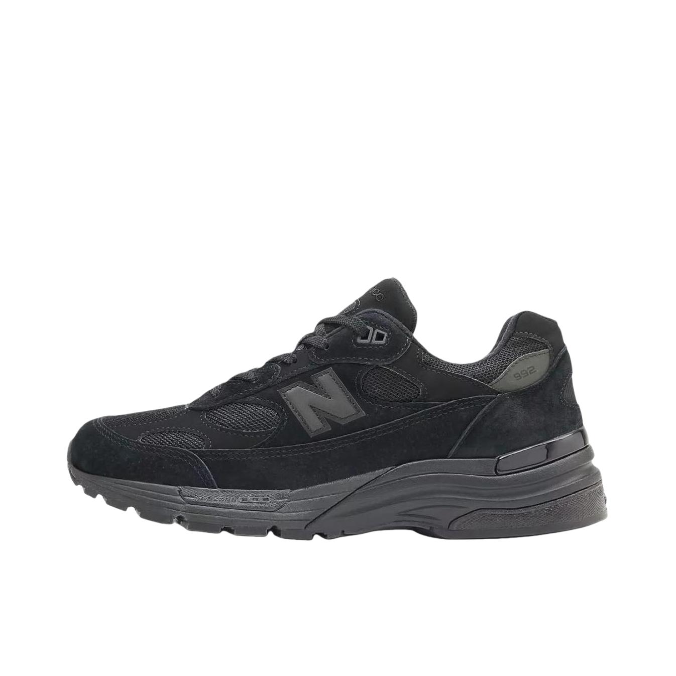 推荐商品：New Balance 992 跑鞋 减震防滑耐磨舒适透气网布织物人造革复古合成革圆头 深黑色