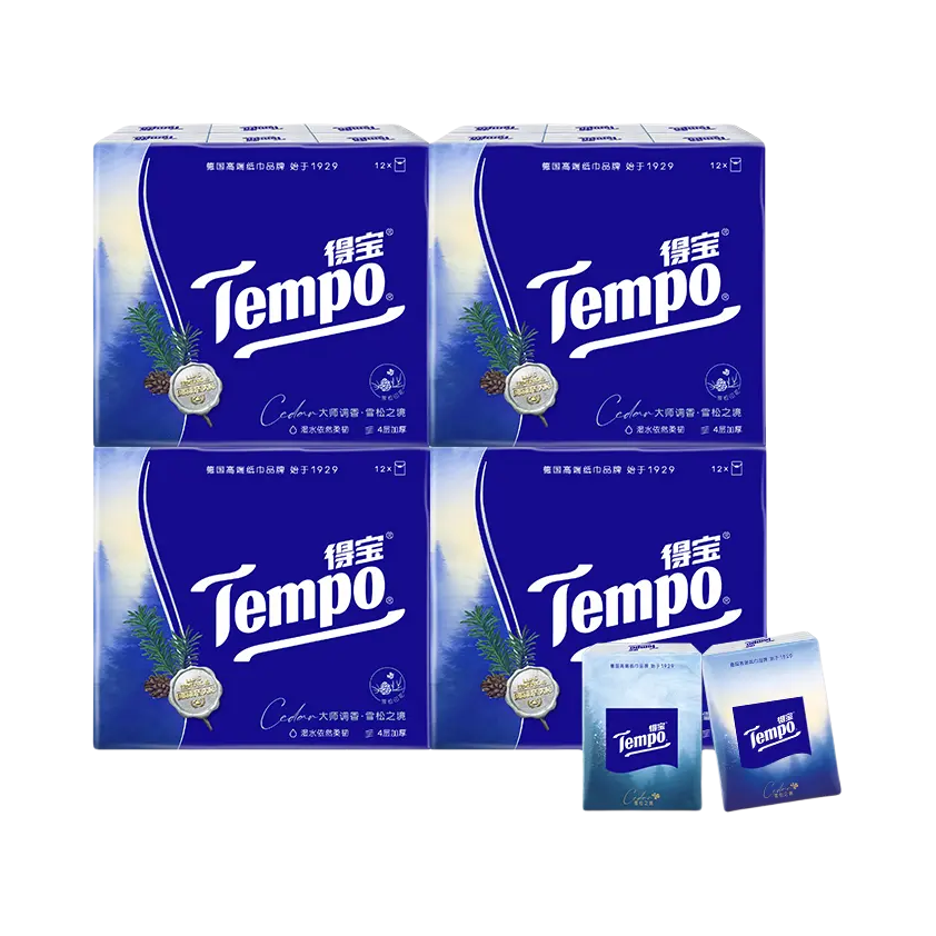 推荐商品：Tempo/得宝 雪松香 4层 7张/包 手帕纸便携式加厚 黄油小熊 无香