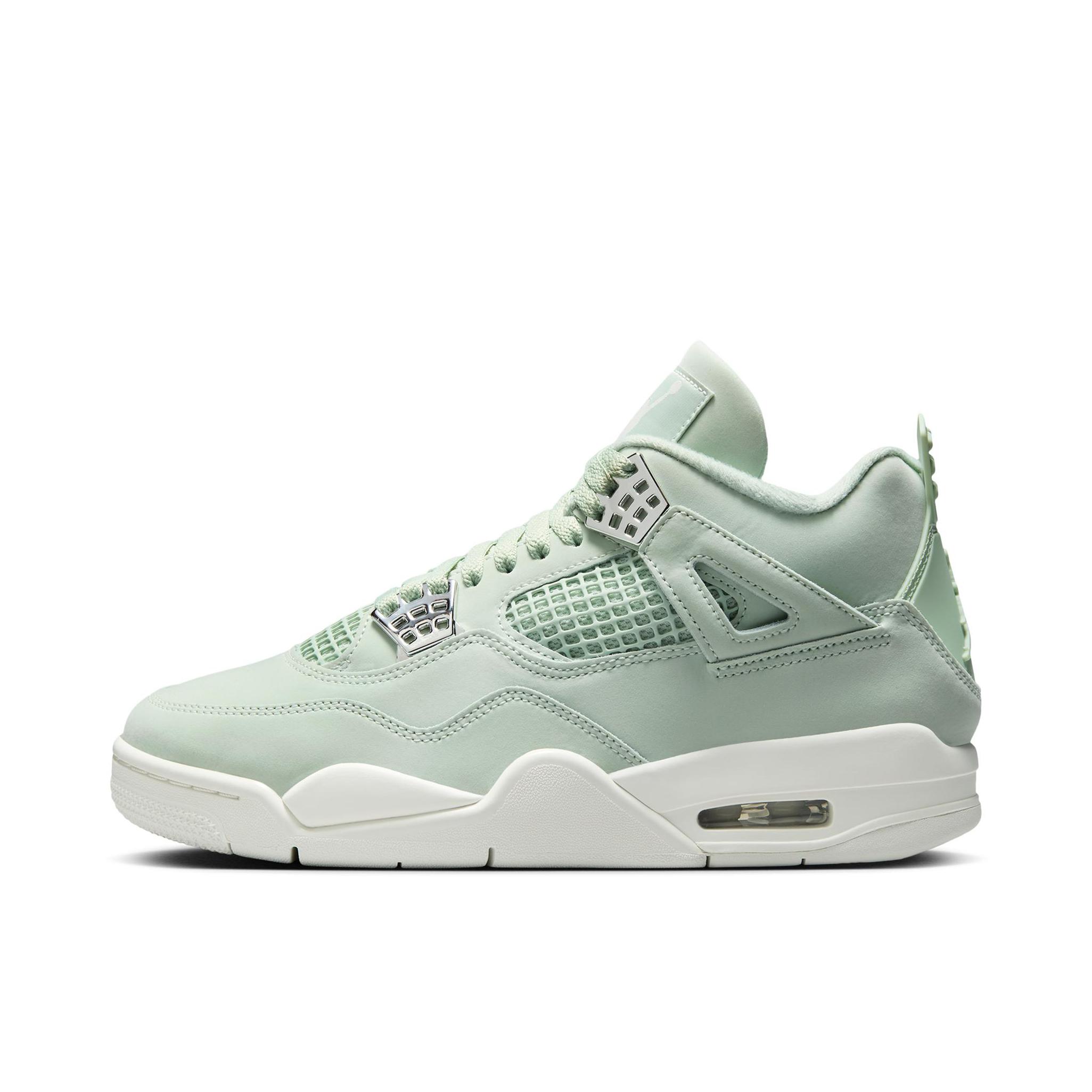 推荐商品：Air Jordan 4 运动休闲鞋 舒适缓震防滑耐磨复古简约时尚百搭支撑织物合成革轻质 浅绿色/米色