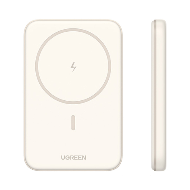 绿联 移动电源 PB560 5000mAh/10000mAh 20W 无线磁吸 移动电源 快充 外接 小巧 自带线 便携款 可上飞机 米黄色