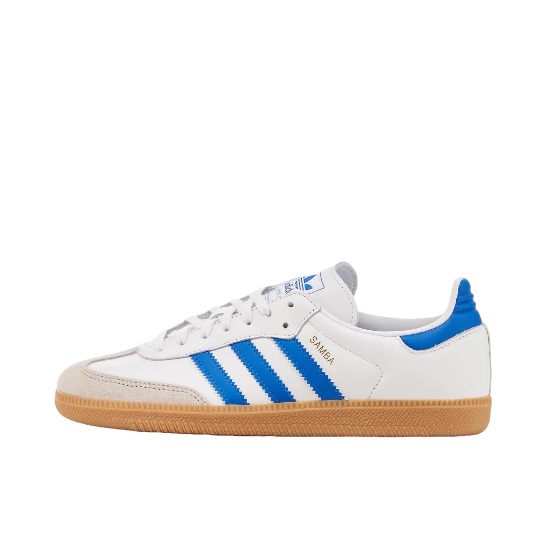 推荐商品：adidas SAMBA OG T头鞋 德训鞋 运动鞋儿童 防滑耐磨减震轻便舒适百搭 大童/白色/蓝色
