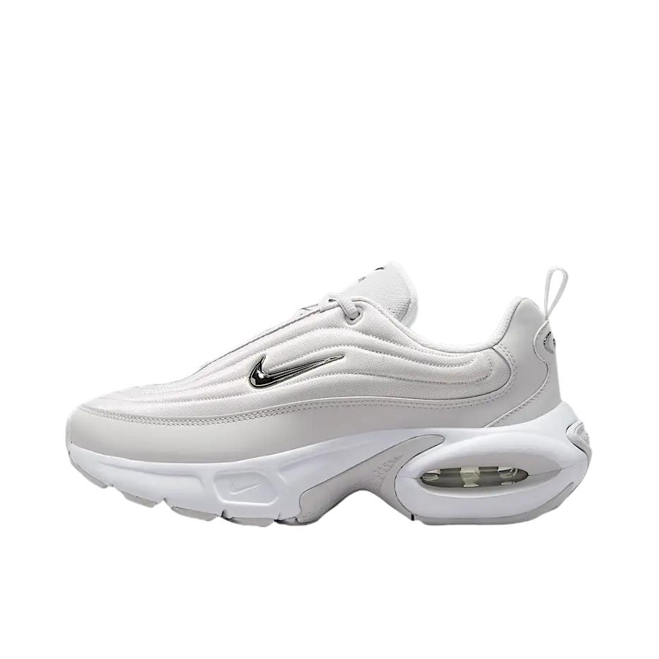 推荐商品：Nike Air Max Portal 运动休闲鞋 防滑耐磨低帮系带舒适缓震百搭时尚增高气垫复古贴合 白色/苍野灰/金属银