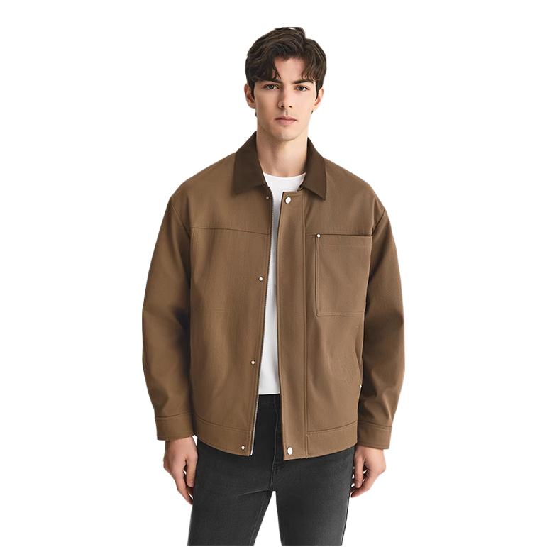 推荐商品：Mind Bridge 肌理感撞色翻领夹克 M0335B7C031 咖啡