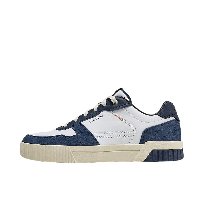 推荐商品：Skechers/斯凯奇 Court Classics 舒适百搭 防滑耐磨 缓震透气 轻质 板鞋 185092 白色/海军蓝色