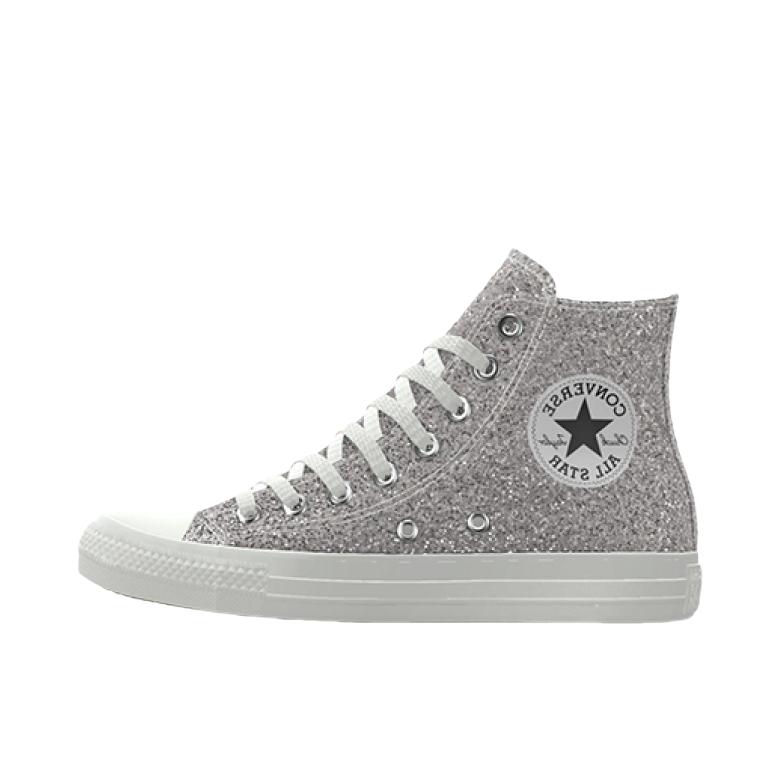 推荐商品：【定制鞋】 Converse/匡威 Chuck Taylor All Star 帆布鞋 增高圆头防滑耐磨舒适轻便 月光银色