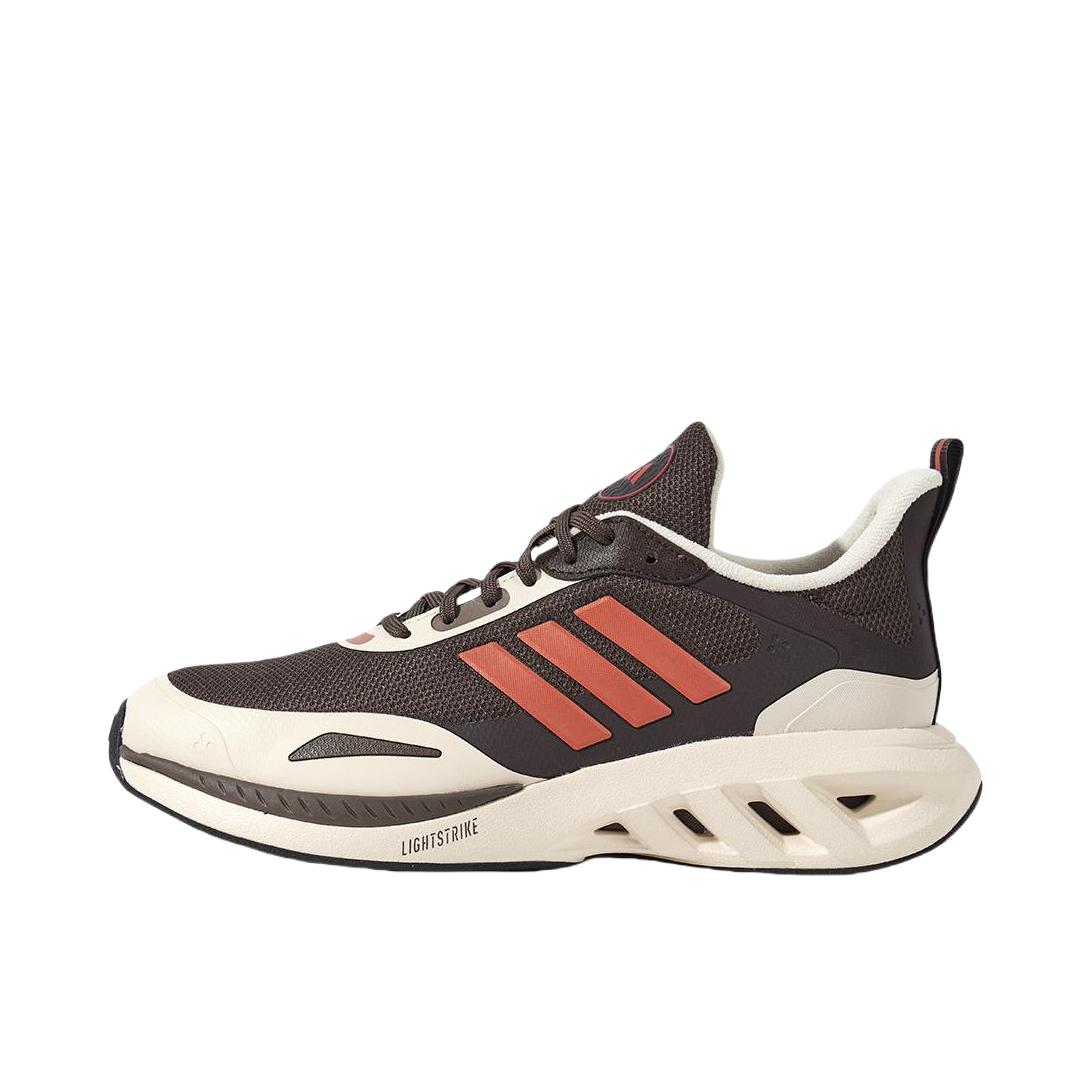推荐商品：adidas All Day Power 透气 耐磨防滑 舒适轻便 轻运动 合成革 织物 网面 跑鞋 浅象牙色/棕色/一号黑