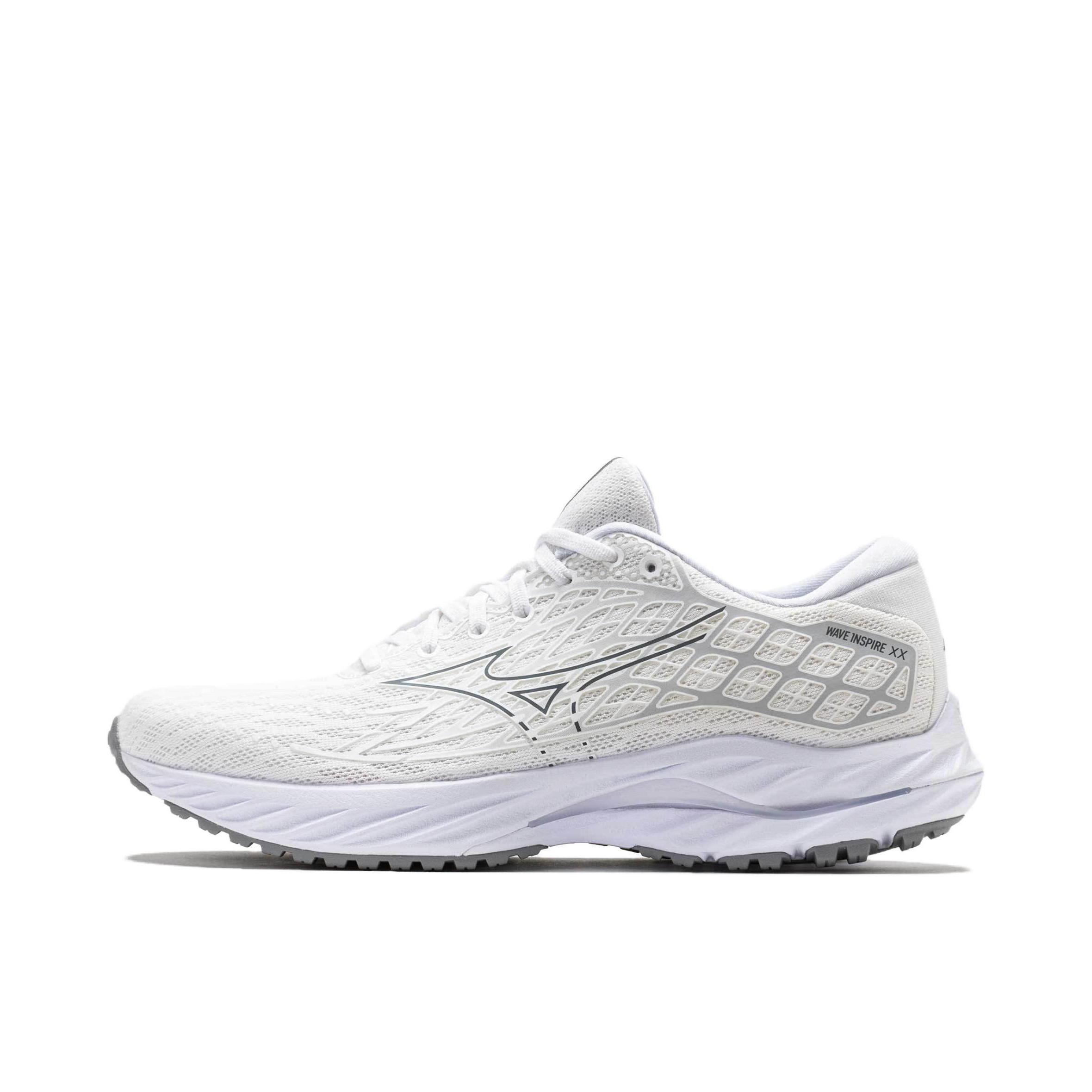 推荐商品：Mizuno/美津浓 Wave Inspire 20 稳定支撑 缓震 网布 跑鞋 白色/灰色