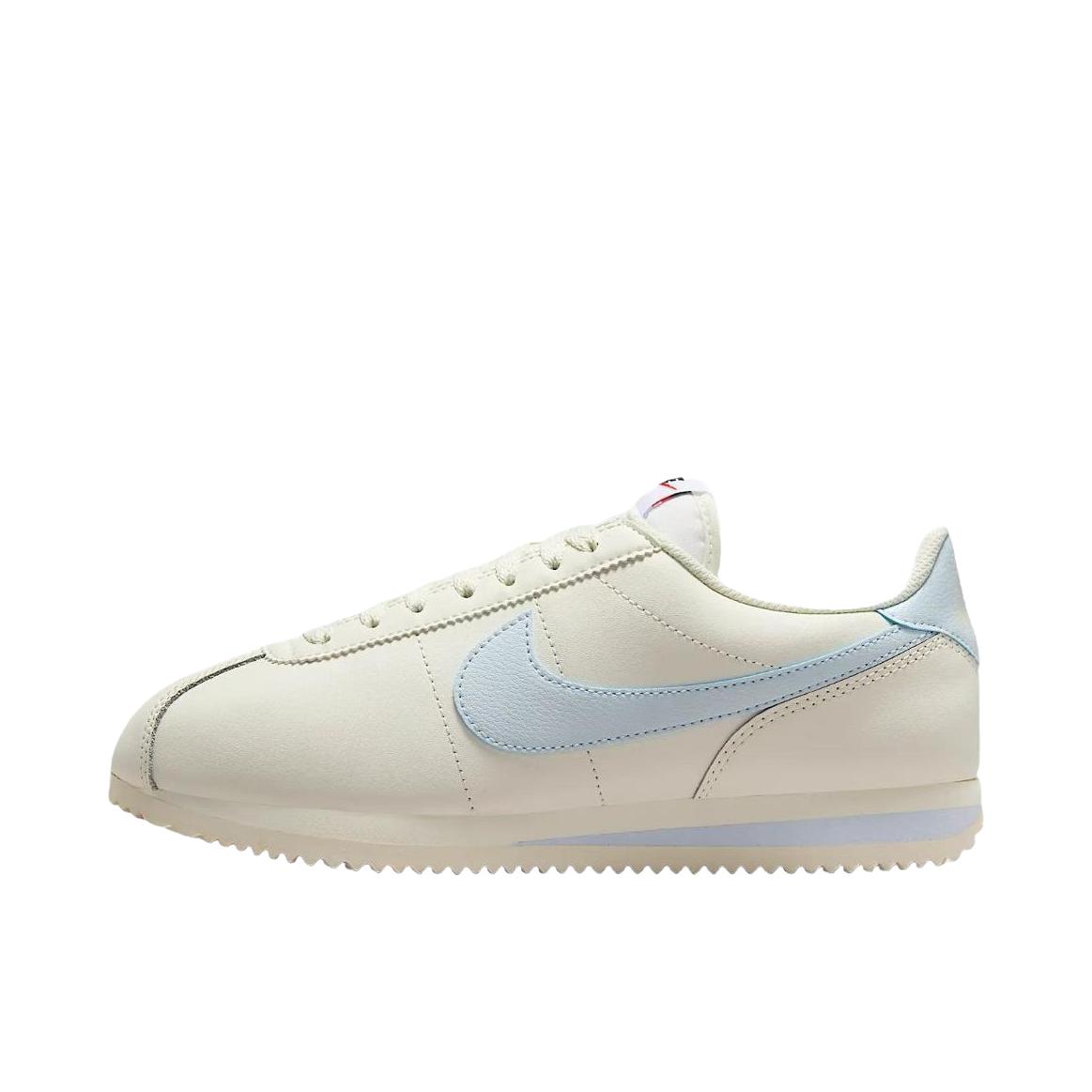推荐商品：Nike Cortez LEATHER SE 跑鞋 低帮柔软舒适百搭防滑耐磨 帆白/紫蓝