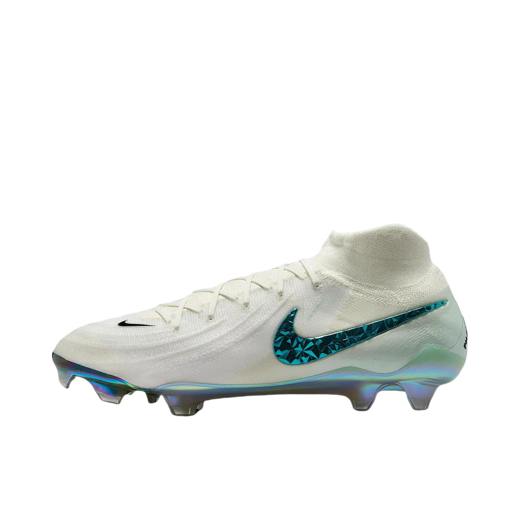 推荐商品：Nike Phantom GX 2 Elite LV8 FG 顶级 胶质长钉 硬天然草场 防滑耐磨 足球鞋 白色/蓝色