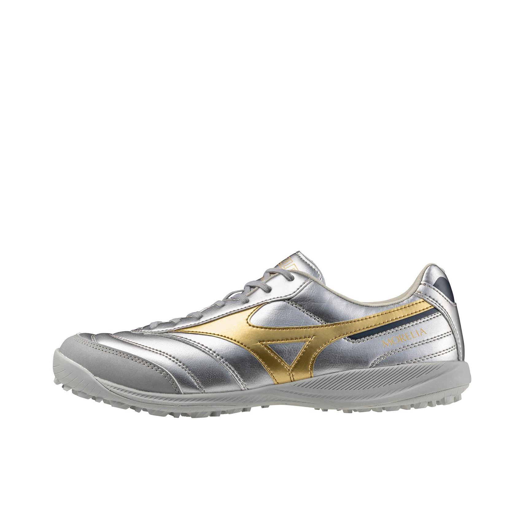 推荐商品：Mizuno/美津浓 足球鞋 顶级碎钉防滑耐磨缓震胶质圆头休闲百搭 银河银/金色