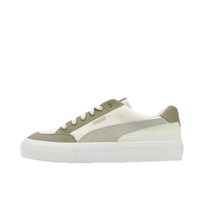 推荐商品：Puma/彪马 Court Classic Vulcs 小白鞋 板鞋 舒适减震防滑耐磨百搭时尚复古防水 白色/沙砾灰/橡树棕