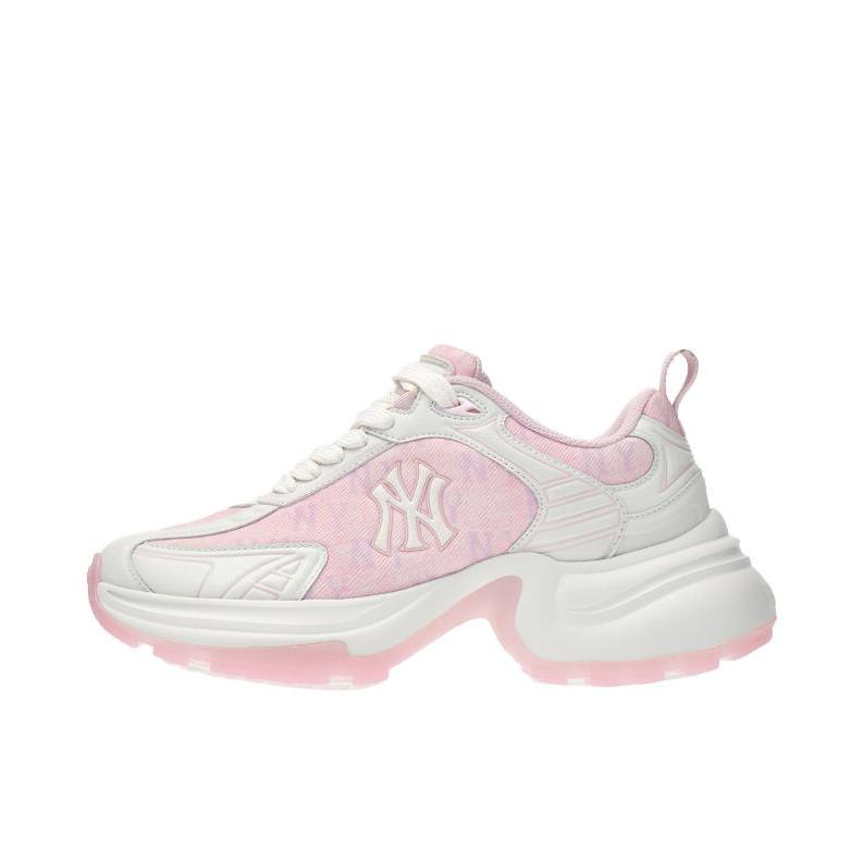推荐商品：MLB官方 老爹鞋 纽约洋基队网面拼接厚底增高舒适百搭科技感 女款/粉色