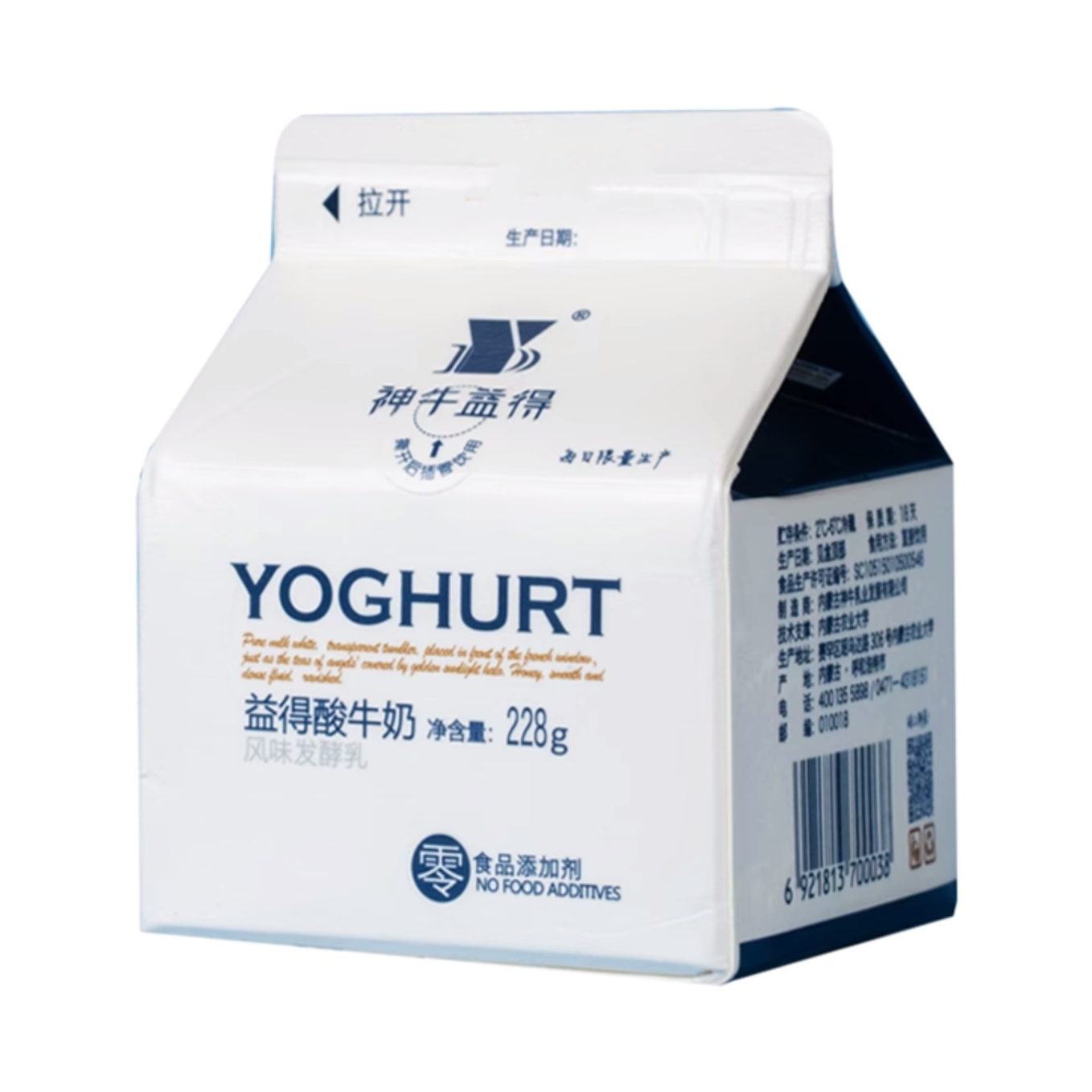 推荐商品：神牛益得 酸牛奶 原味 228g 盒装
