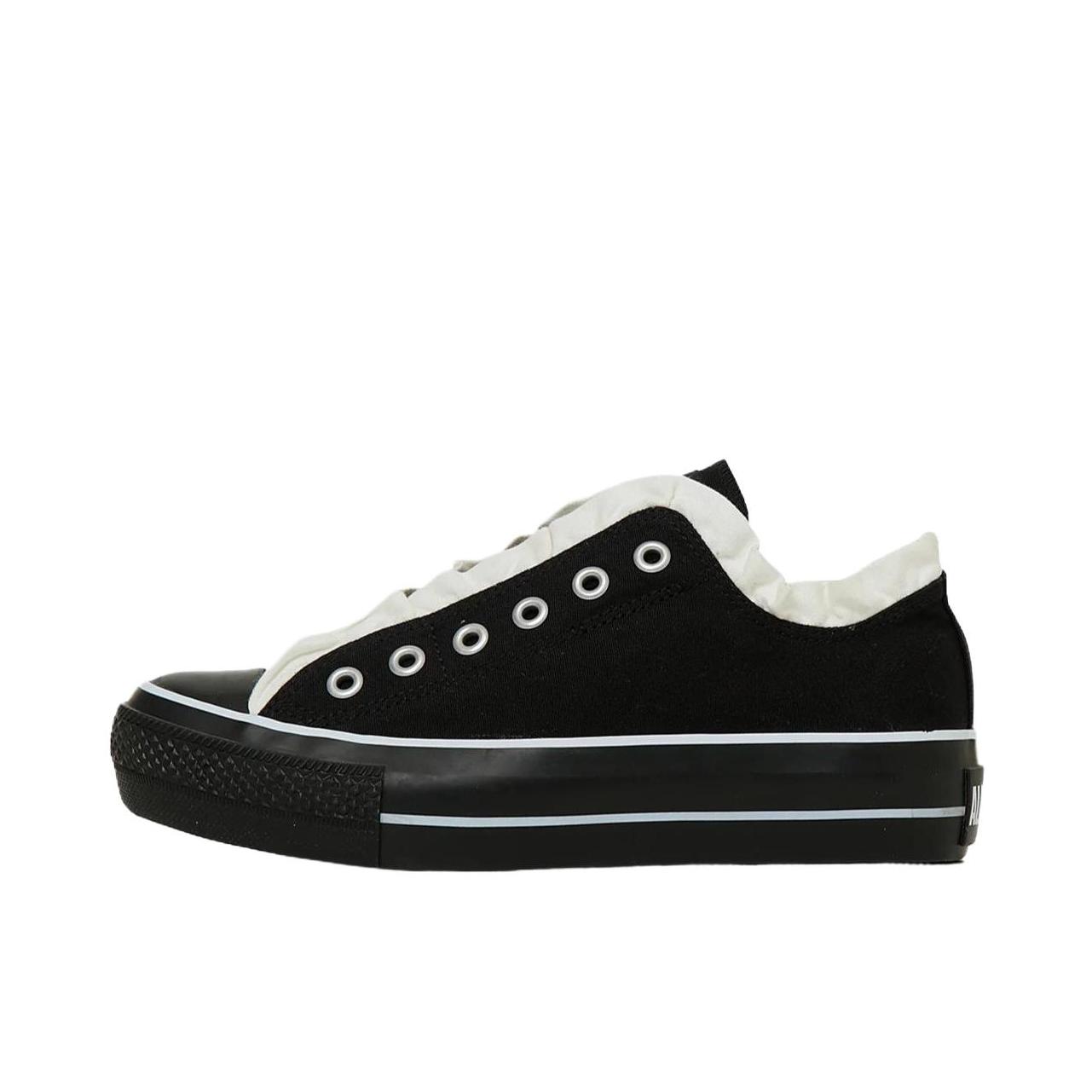 推荐商品：Converse/匡威 All Star PLTS FRILLSLIP OX 轻便 低帮 厚底 系带 帆布鞋 女款/黑色/白色