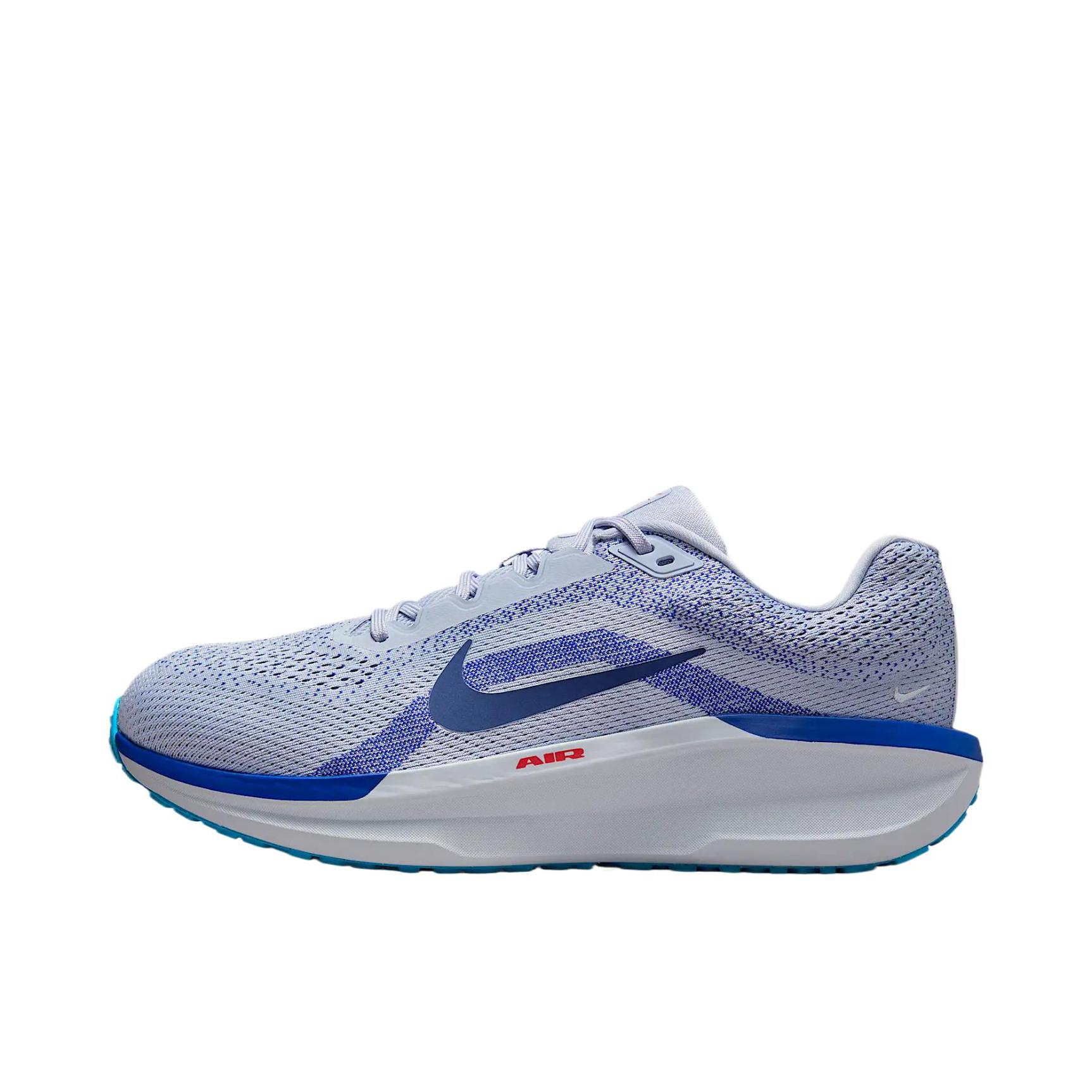 推荐商品：Nike Winflo 11 跑鞋 网面轻便减震简约休闲长跑短跑训练防水圆头贴合支撑 灰色/蓝色