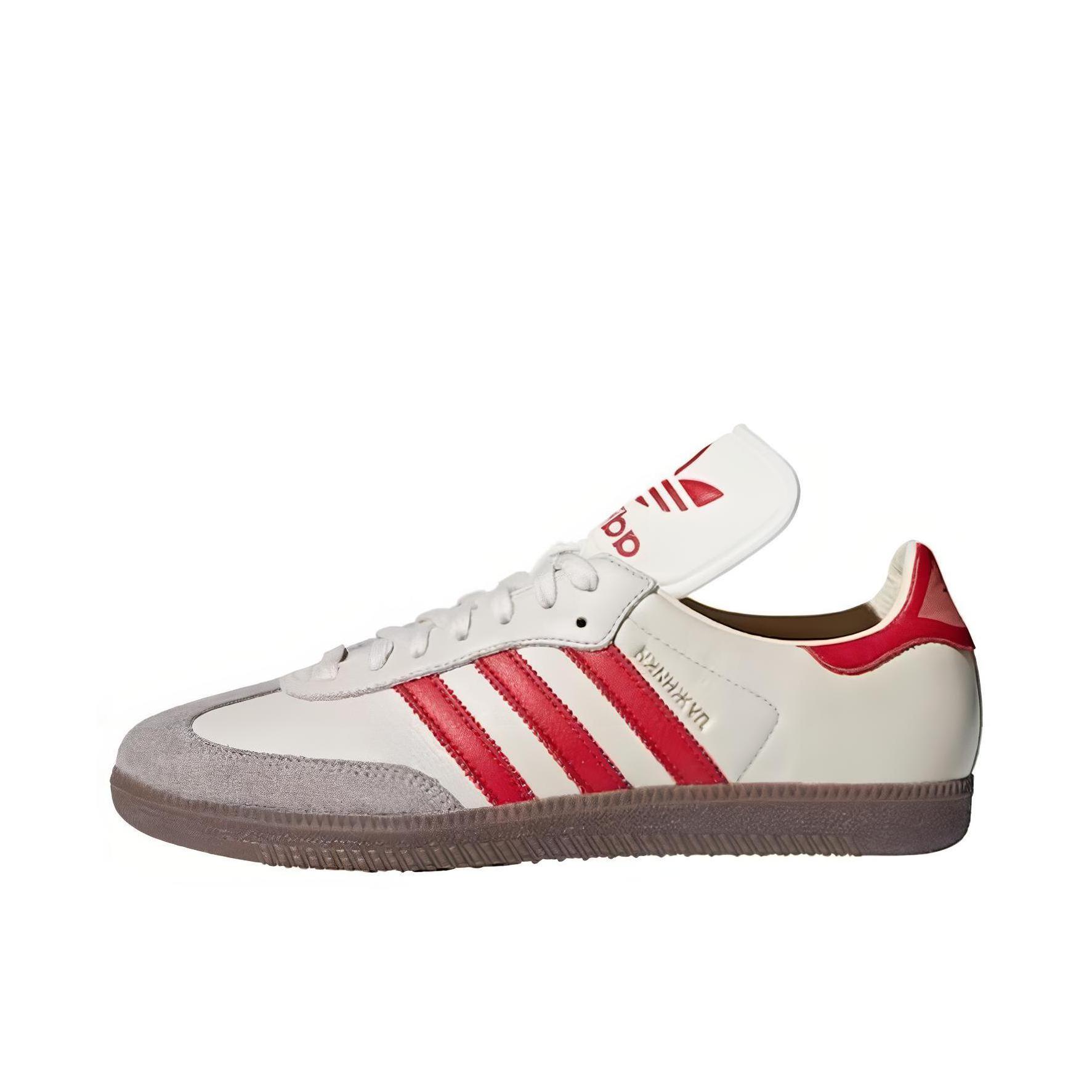 推荐商品：adidas Samba Leather IC 板鞋 T头鞋 德训鞋 休闲百搭防滑耐磨轻便透气复古 White/Scarlet 米白色/红色