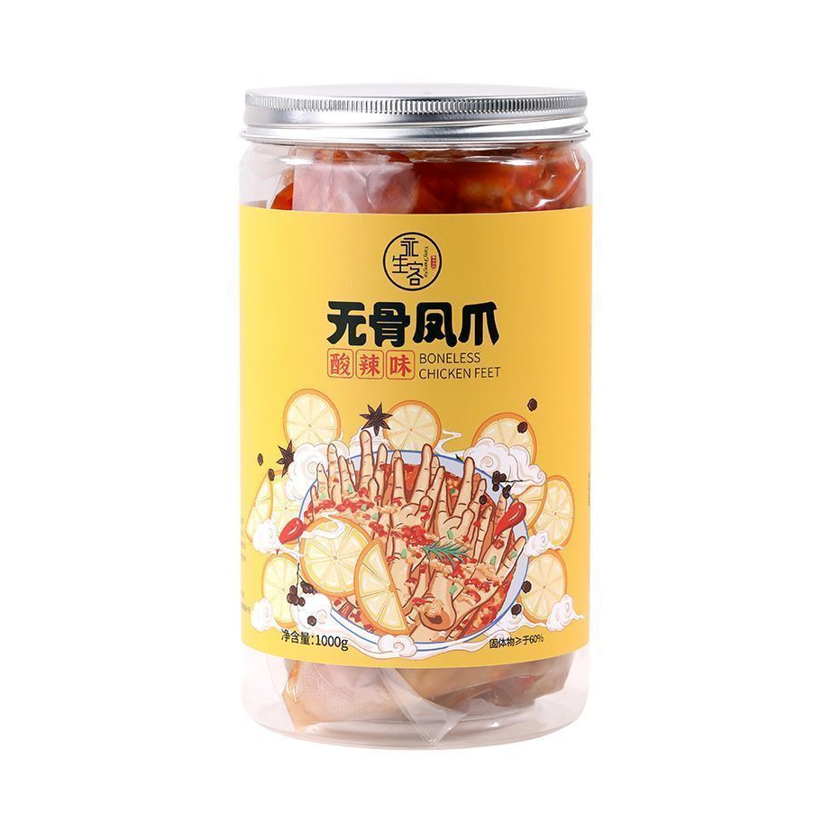 推荐商品：永生客 无骨凤爪 酸辣味 1000g 罐装
