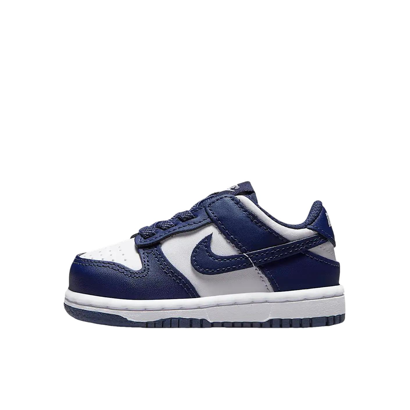 推荐商品：Nike Dunk 复古休闲 防滑耐磨 抓地 舒适透气 运动 板鞋儿童 小童/午夜海军蓝/白色