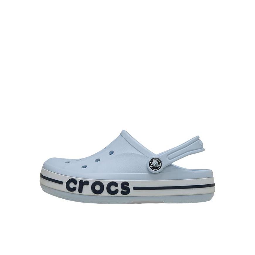 推荐商品：Crocs/卡骆驰 Bayband CLOG 贝雅卡骆班 花边 套脚 圆头 包头沙滩 减震回弹 防滑耐磨 舒适透气 休闲百搭 洞洞鞋 凉鞋儿童 小童/矿物蓝