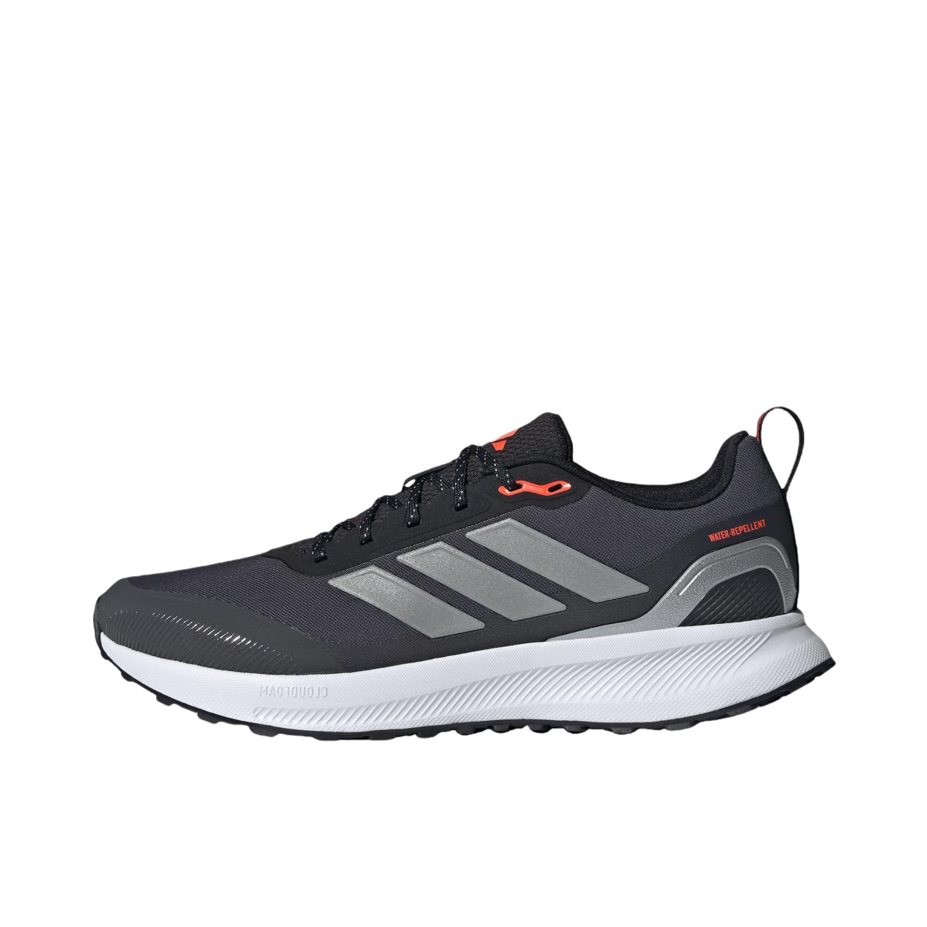 推荐商品：adidas RUNFALCON 5 跑鞋 轻便缓震回弹网面透气防滑耐磨支撑贴合 黑色/银色
