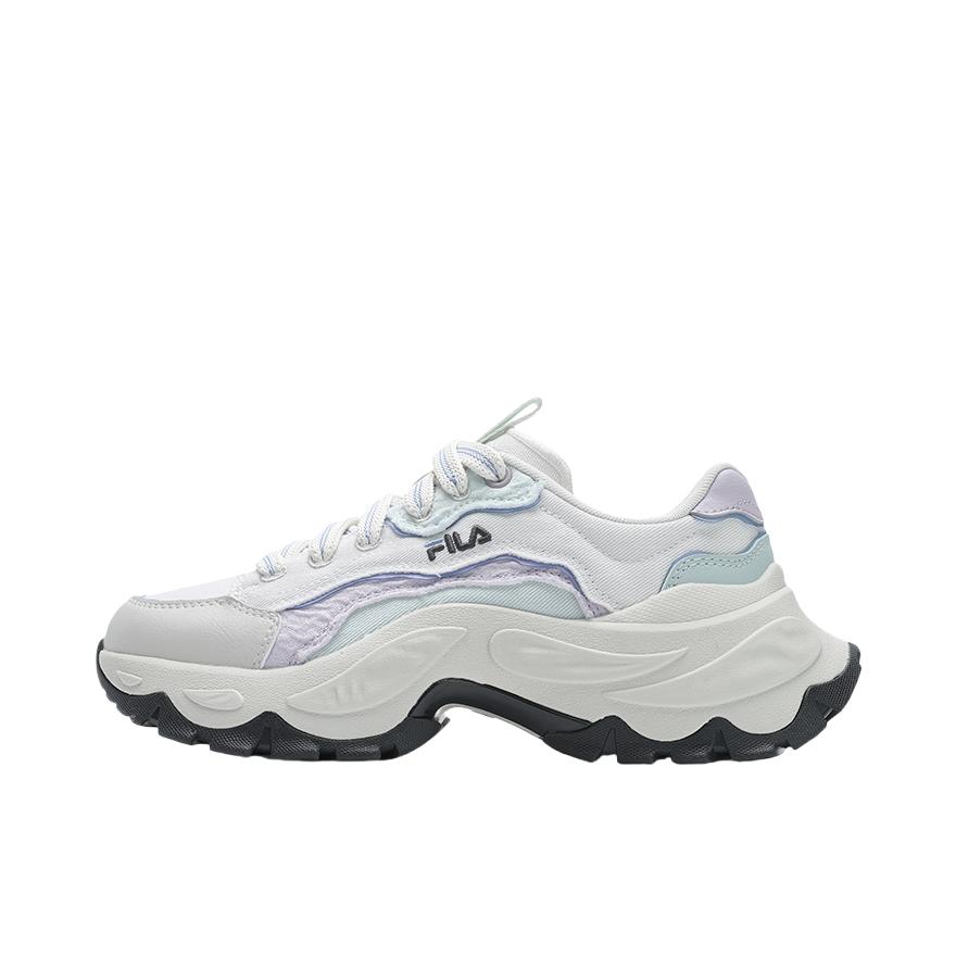 推荐商品：FILA/斐乐 SOFIA 4 CANVAS 鱼刺 百搭 个性 减震 低帮 运动休闲鞋 女款/奶白色/仓蓝色