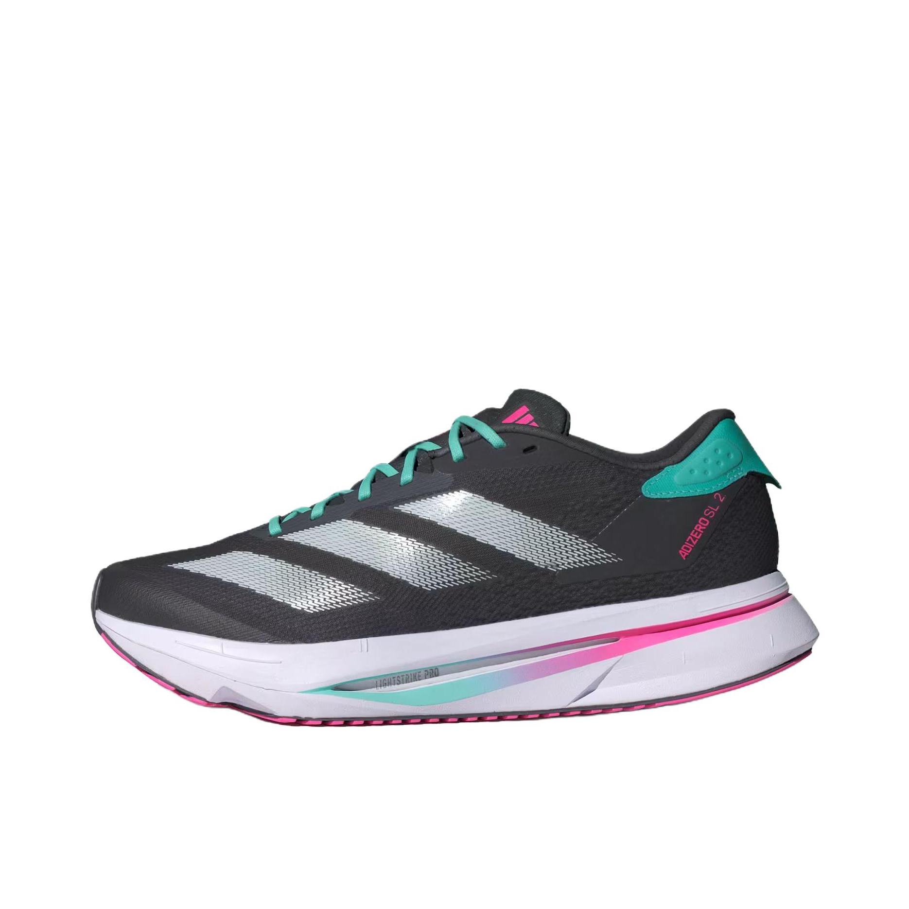 推荐商品：adidas Adizero Sl 2 跑鞋 轻便缓震支撑马拉松闪充长跑备赛体测训练防滑竞速贴合 黑色/绿色/紫色
