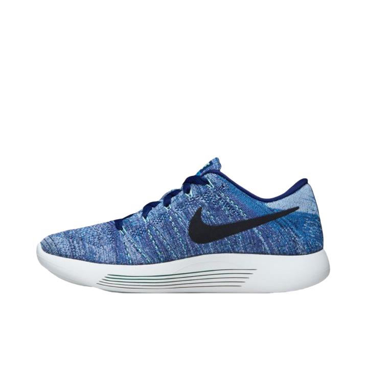 推荐商品：Nike LunarEpic Low Flyknit 跑鞋 减震轻便防滑耐磨舒适透气百搭休闲运动织物 牛仔蓝/黑色
