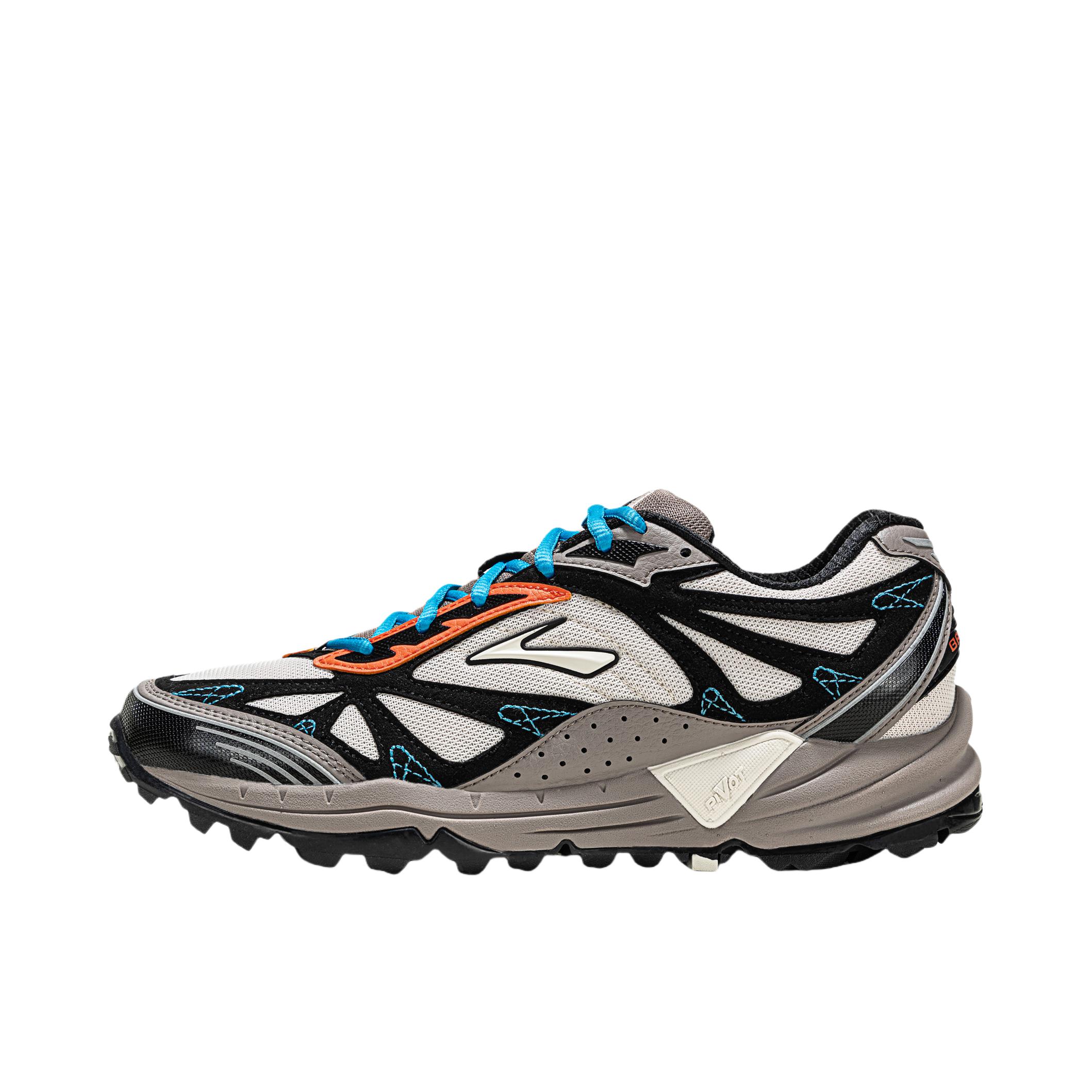 推荐商品：Brooks/布鲁克斯 cascadia 1山岩 休闲 复古 越野 日常 徒步鞋 男款/月光灰/黑色/山茶橘红