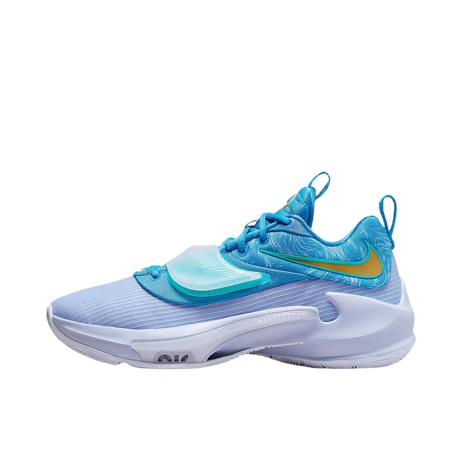 推荐商品：Nike Zoom Freak 3 字母哥3代 双Zoom 防滑耐磨 稳固抓地 包裹性 篮球鞋 国外版/蓝色/白色/金色