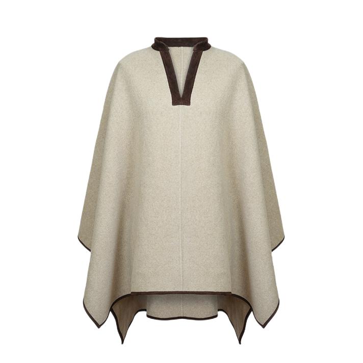 推荐商品：hidemi 极简廓形羊麂皮美利奴羊毛拼接毛呢外套 女装 HD4BTP5039K 米