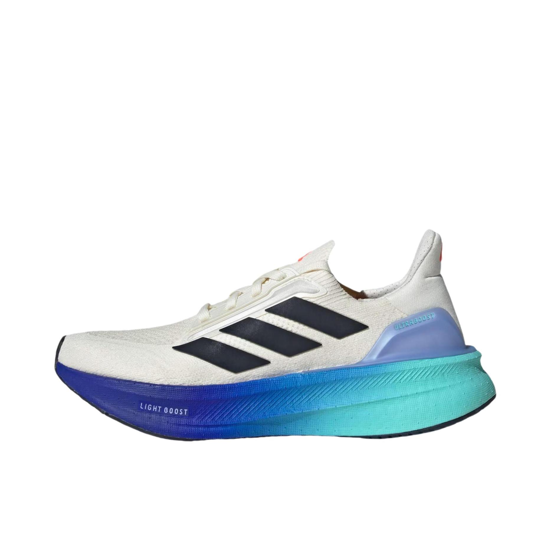 推荐商品：adidas Ultraboost 5X 跑鞋 超轻缓震回弹防滑耐磨支撑贴合长跑圆头 男款/白色/蓝色