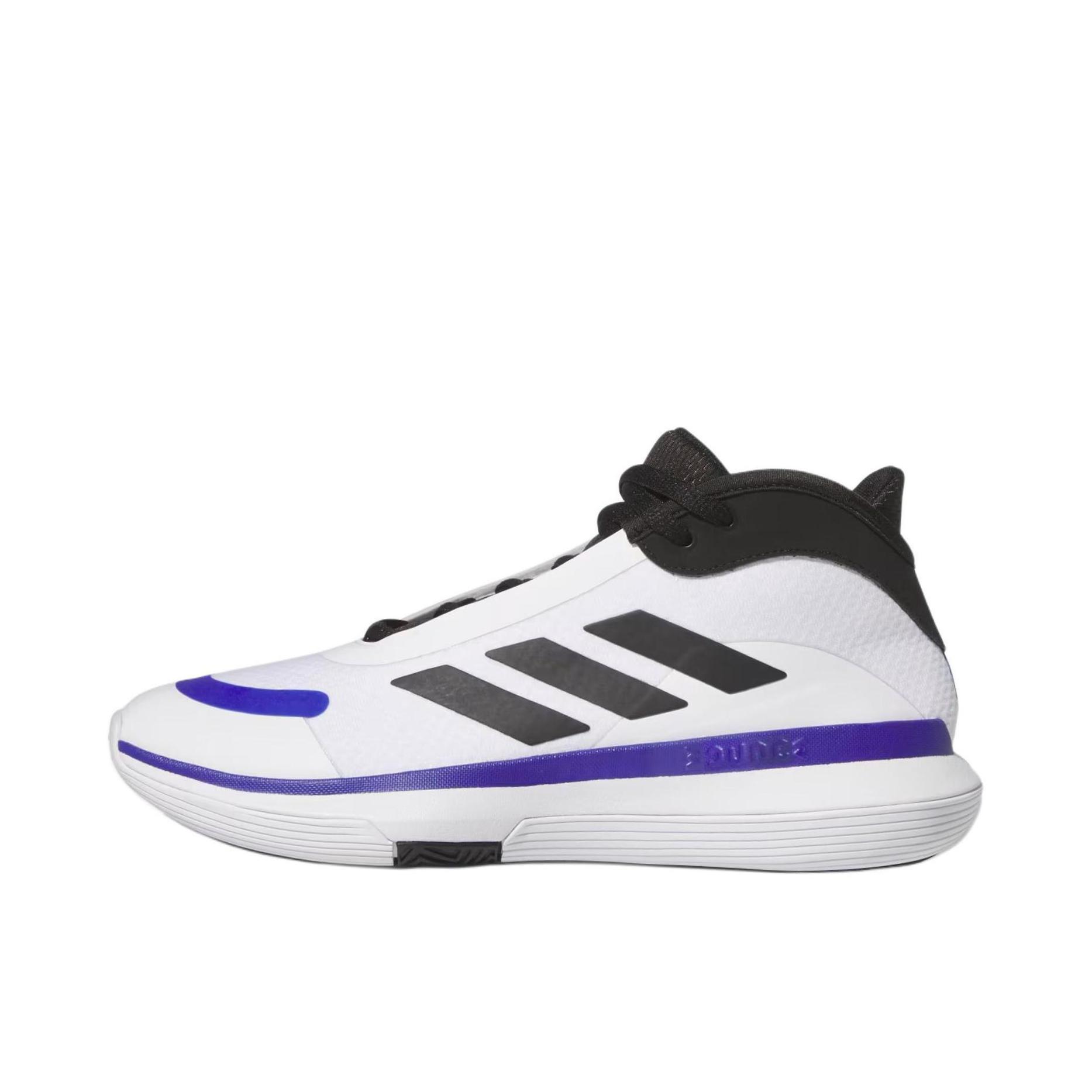 推荐商品：adidas Bounce Legends 篮球鞋 防滑耐磨实战训练圆头 白色/蓝色