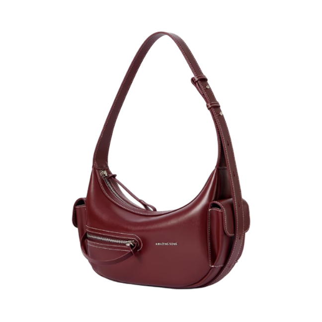推荐商品：Amazing Song 乙颂甜酒弯月系列 2025新款设计感牛皮单肩斜挎手提包