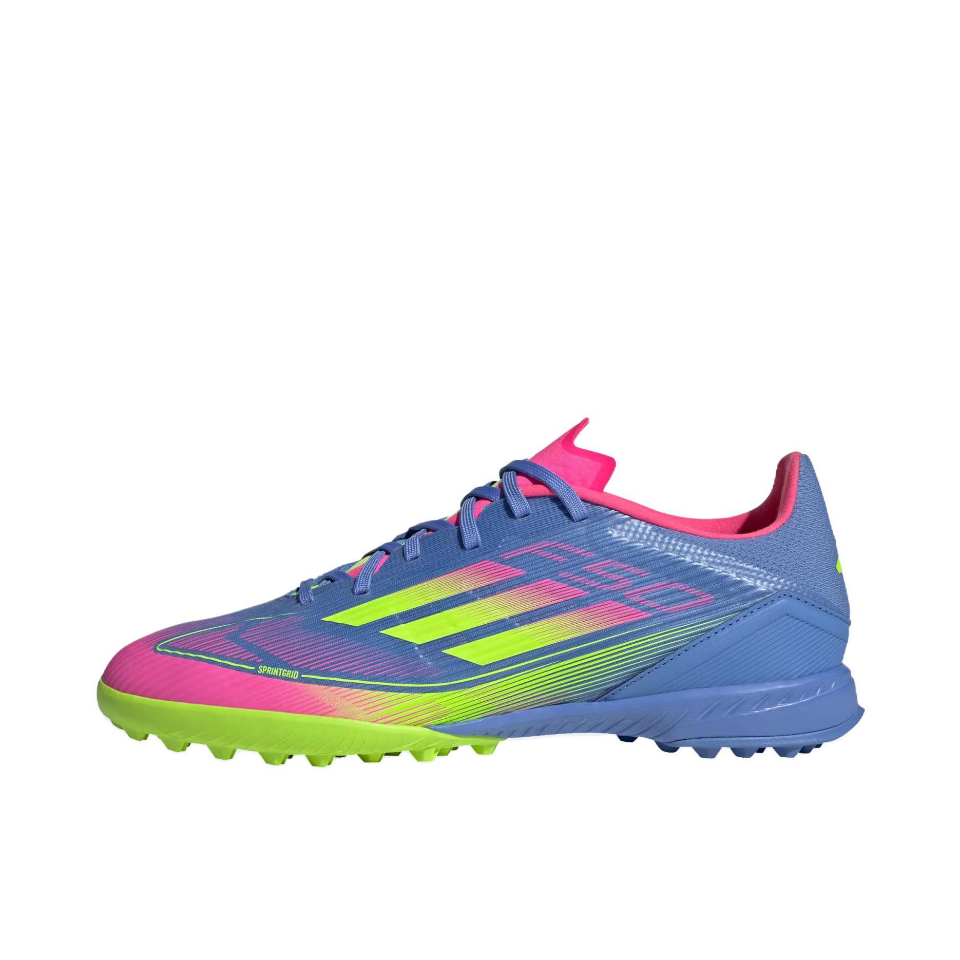 推荐商品：adidas F50 League TF 中端 胶质碎钉 人造草地室外硬地 缓震耐用 足球鞋 蓝色