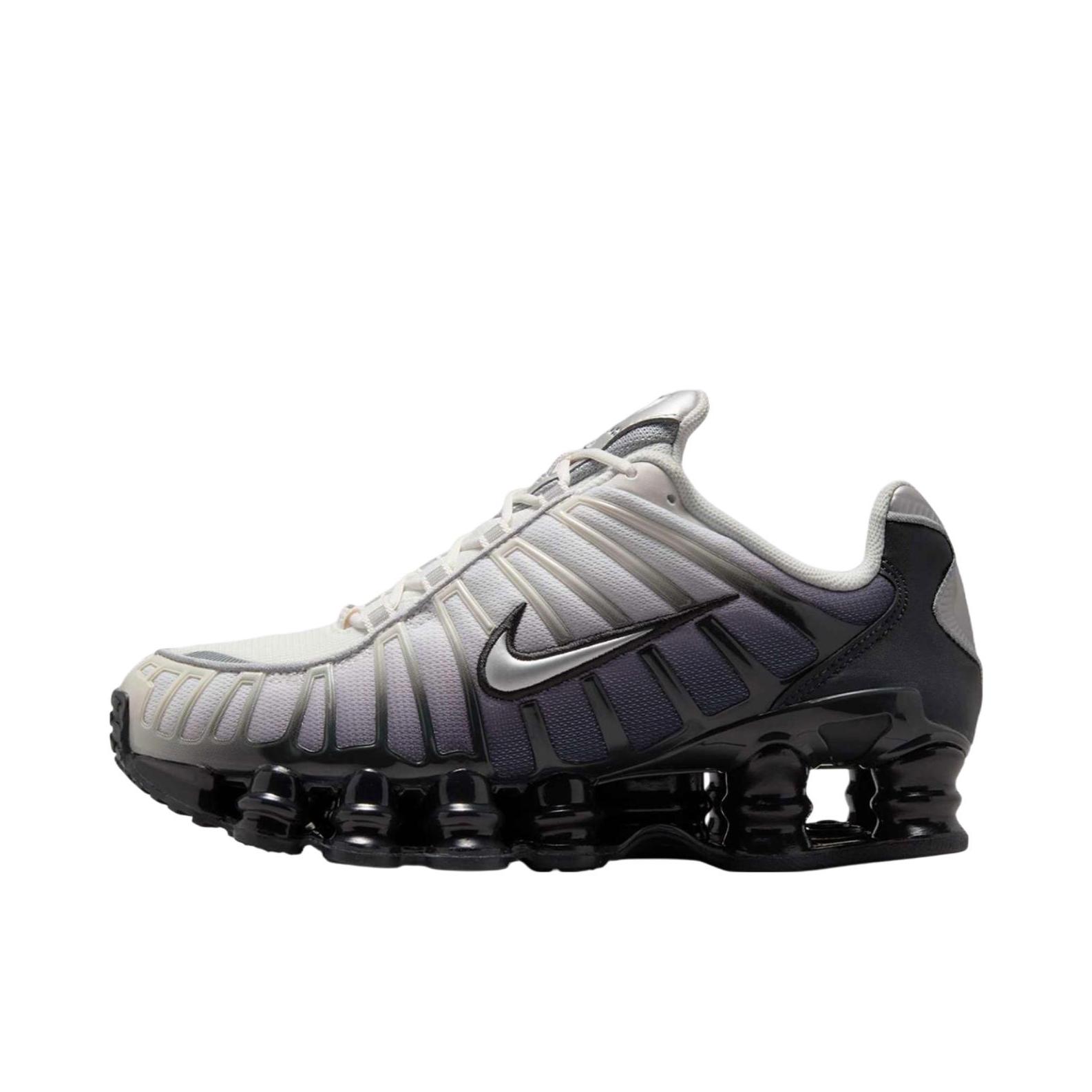 推荐商品：Nike Shox TL 运动休闲鞋 全掌气柱缓震回弹透气防滑耐磨百搭复古贴合圆头 黑色/灰色