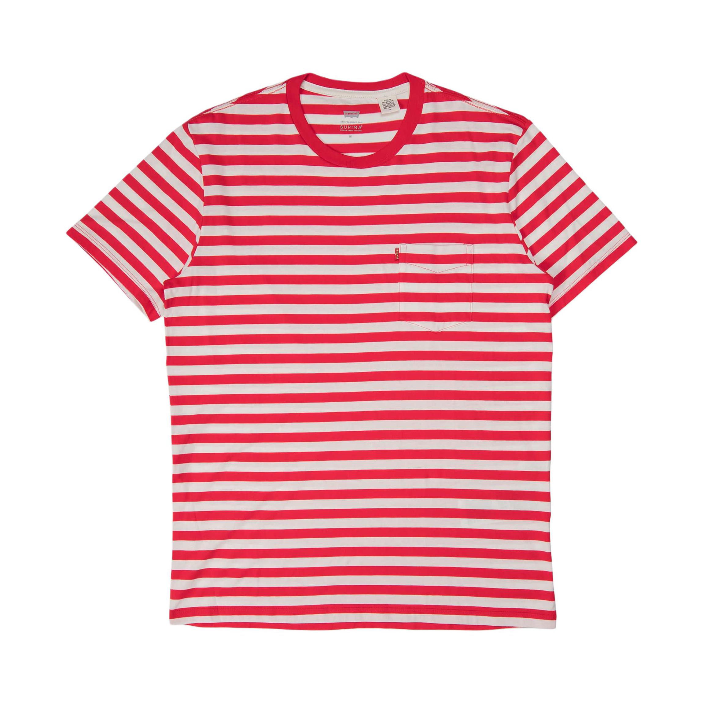 Levi's 条纹口袋纯棉圆领扎染套头短袖T恤 29813-0052