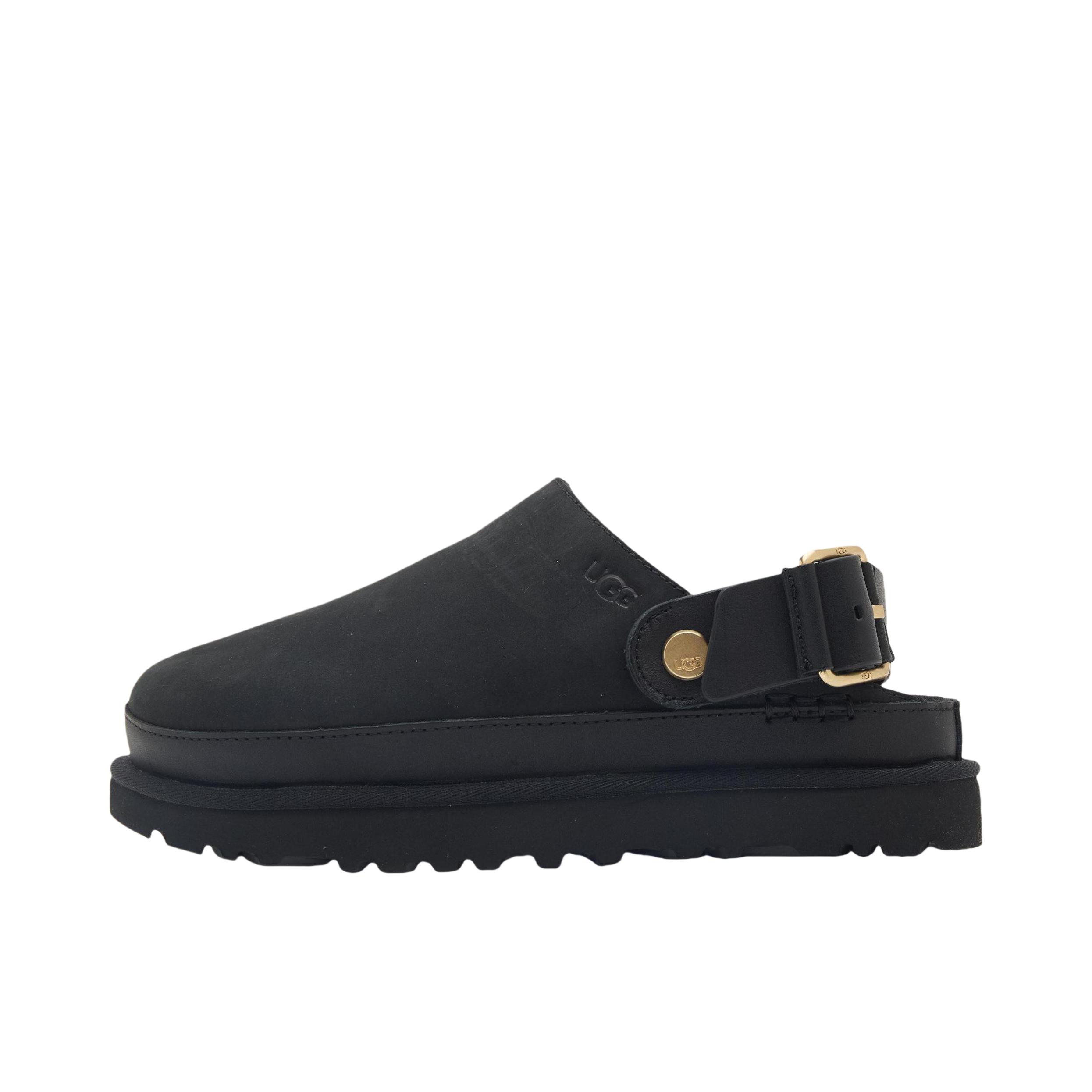 推荐商品：UGG Goldencoast Clog 休闲运动 时尚简约 舒适百搭 一脚蹬 可调节 包头 平底 二层牛皮 凉鞋 纯黑色