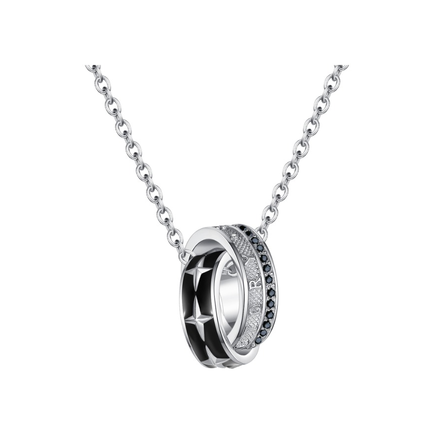 推荐商品：YINCHIE/银千惠 痞帅暗黑先锋胜利星环925银项链 TL0255