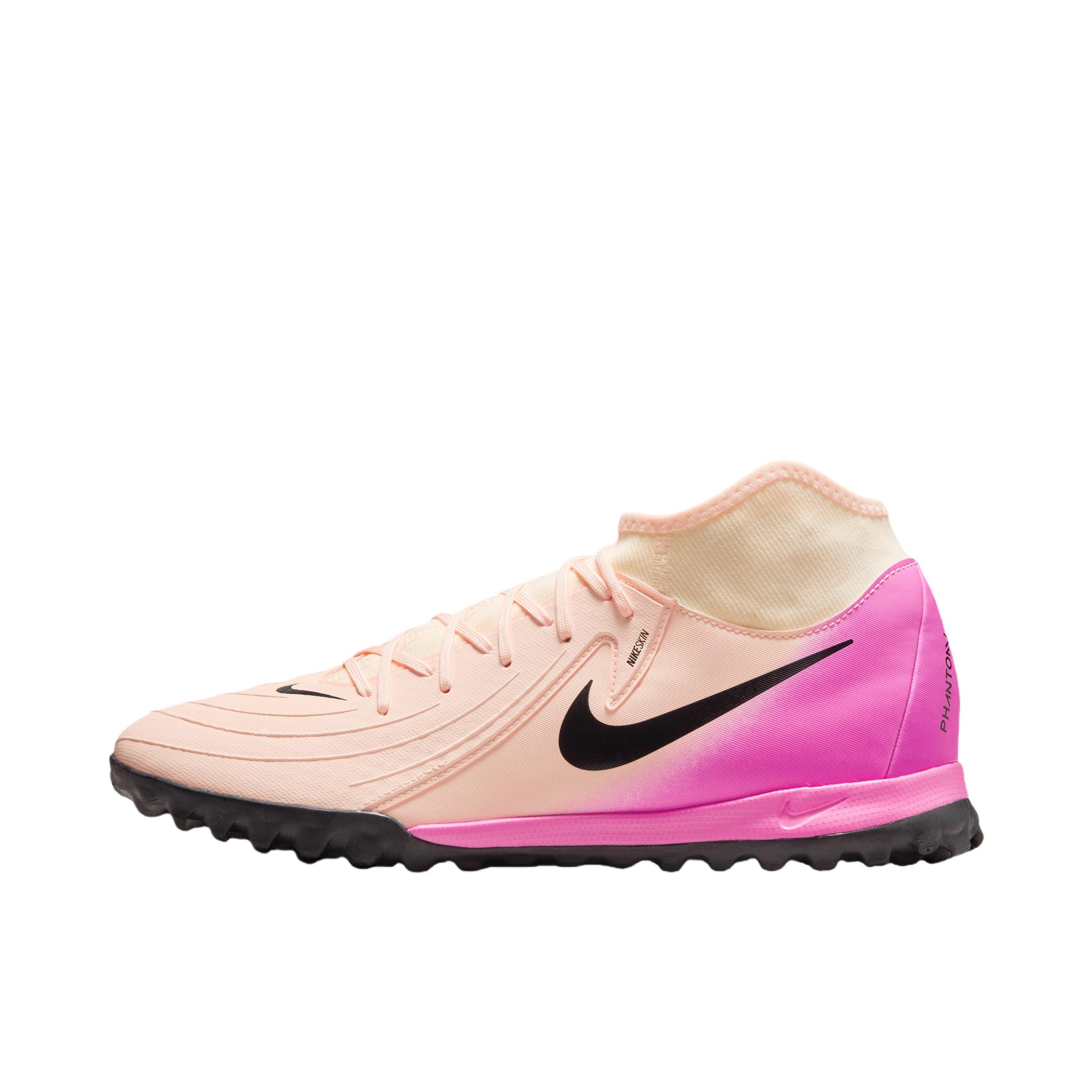 推荐商品：Nike Phantom Luna 2 Club TF 低端 胶质碎钉 人造草地 防滑耐磨 足球鞋 浅深红/黑色/爆炸粉