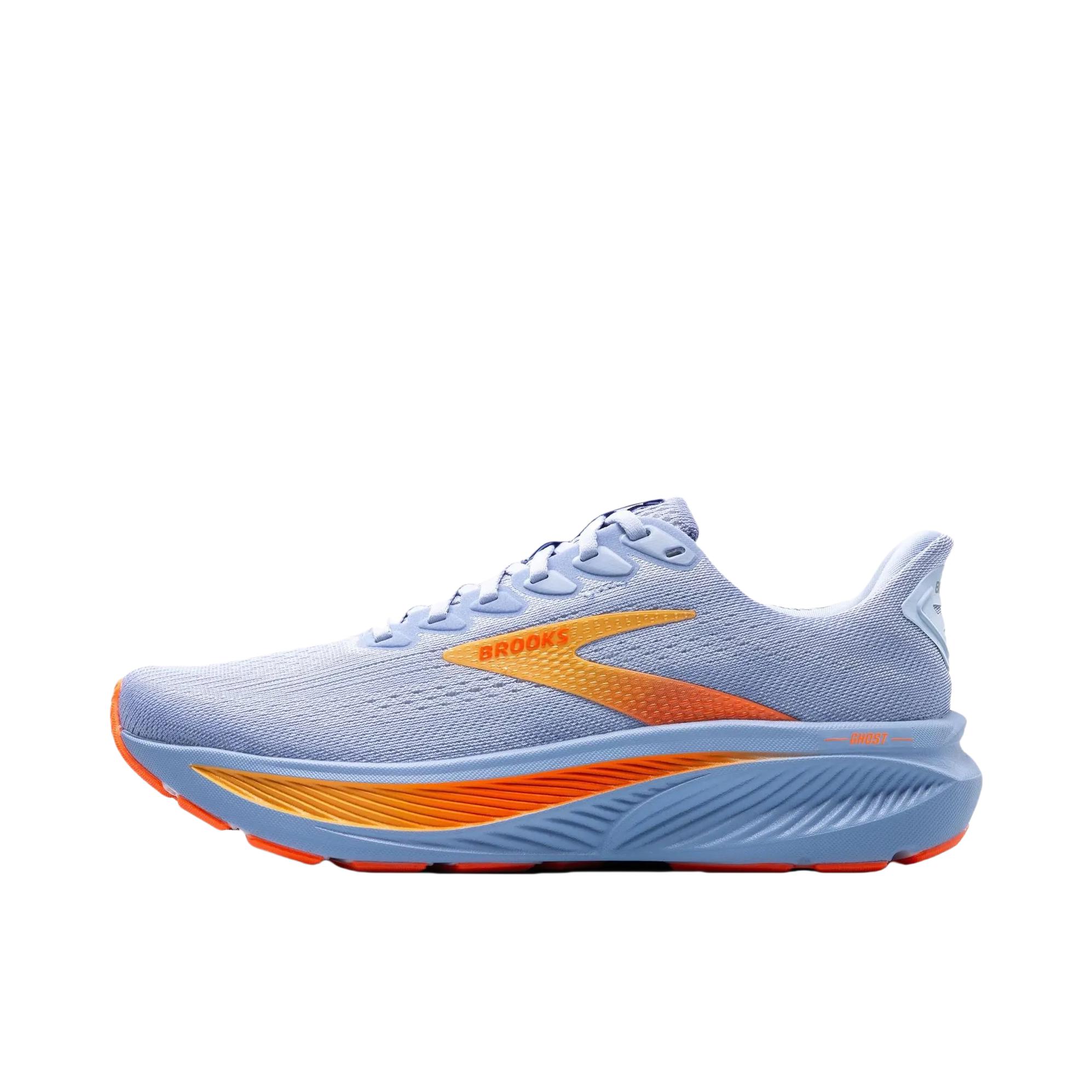 推荐商品：Brooks/布鲁克斯 Ghost幽灵17 缓震 运动 系带 回弹 跑鞋 蓝鹭紫/白色/桔色