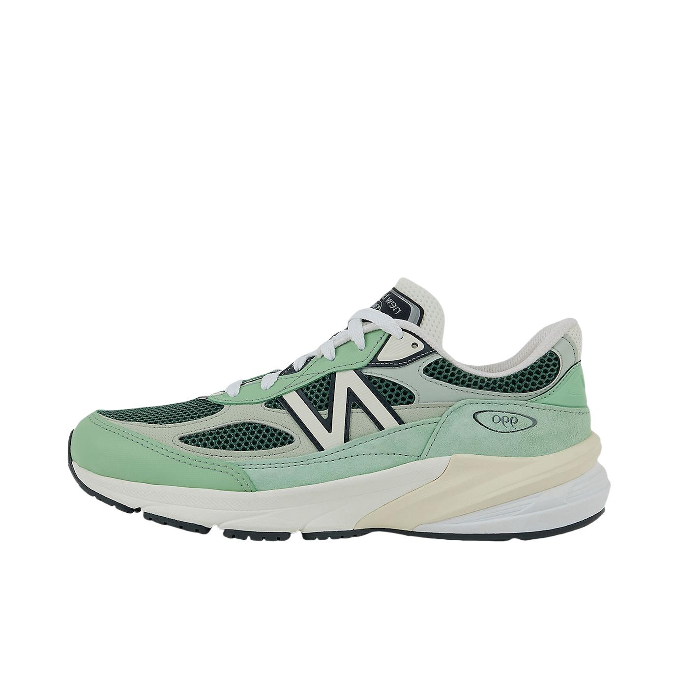 推荐商品：New Balance 990 V6 跑鞋 拼接网布绒面革织物合成革耐磨透气减震防滑支撑圆头 D宽/绿色/黄色/白色/黑色