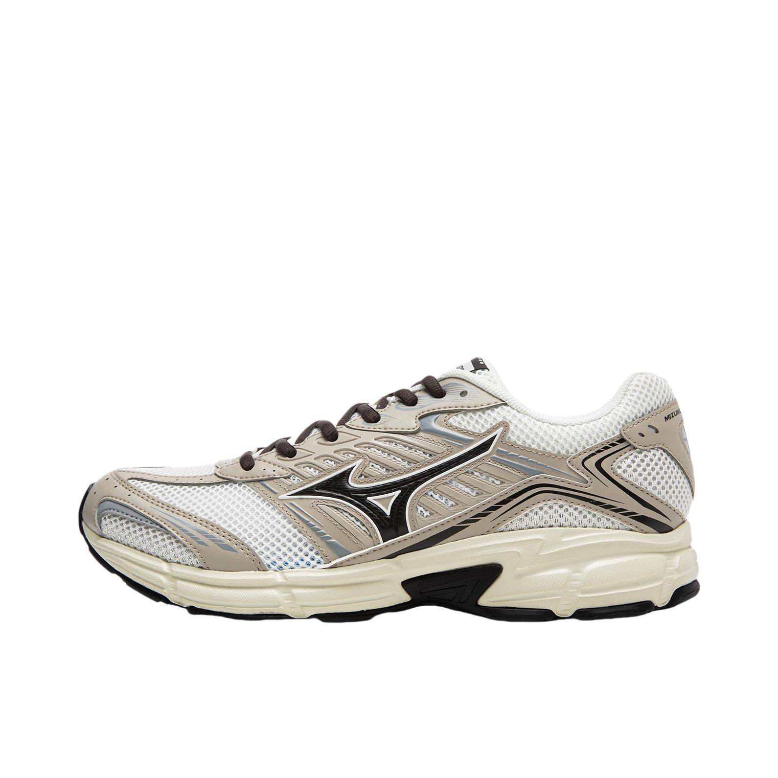 推荐商品：Mizuno/美津浓 Speed 2010 跑鞋 耐磨圆头系带网面织物回弹合成革缓震轻便秋冬支撑 百合白/银灰色