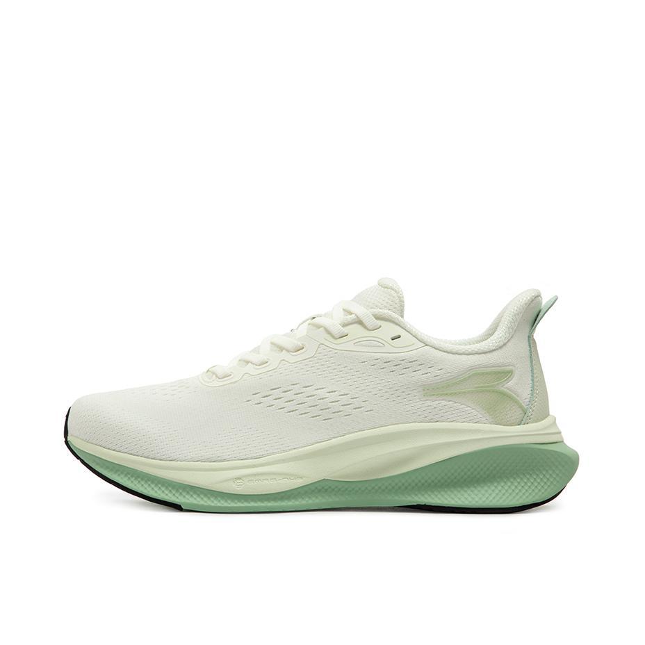 推荐商品：361度 魔毯 网面透气 缓震回弹 防滑耐磨 舒适轻便 时尚百搭 软底 慢跑 跑鞋 羽毛白/蜜瓜绿