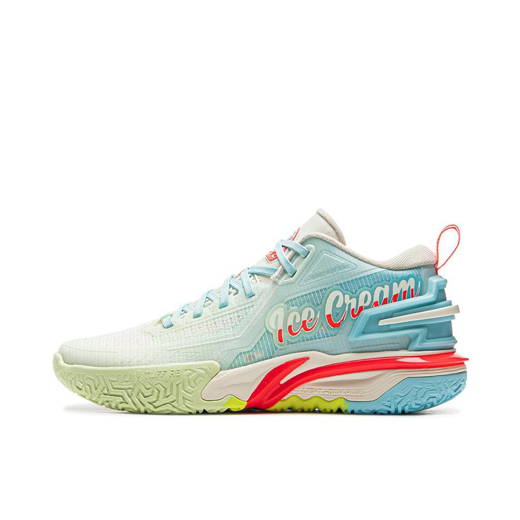 推荐商品：李宁  怒放  耐磨 防滑 透气 减震 支撑稳定 轻质清凉 回弹 儿童 篮球鞋 大童/乳白色/浅晴蓝/精灵绿